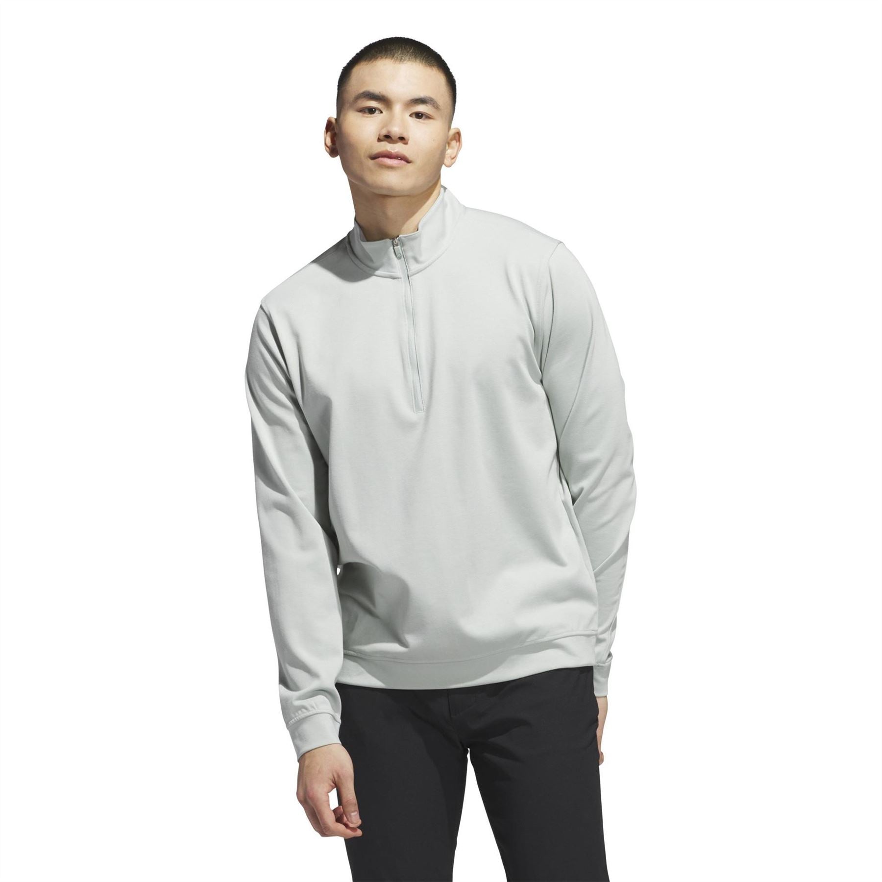 adidas Elevated Zip Neck Long Sleeve Sweatshirt