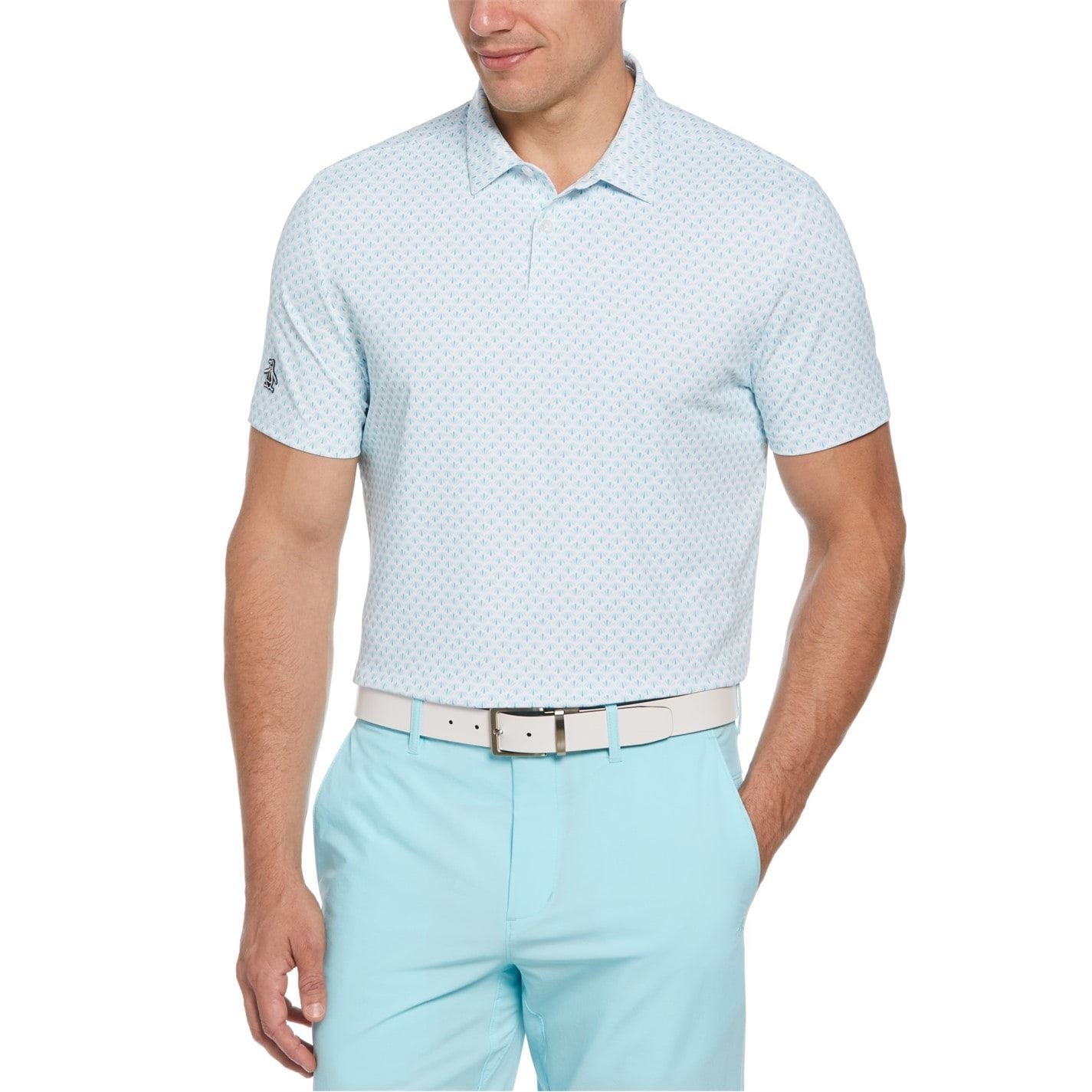 Original Penguin Golf PG Retro Geo Print Short Sleeve Performance Polo Shirt