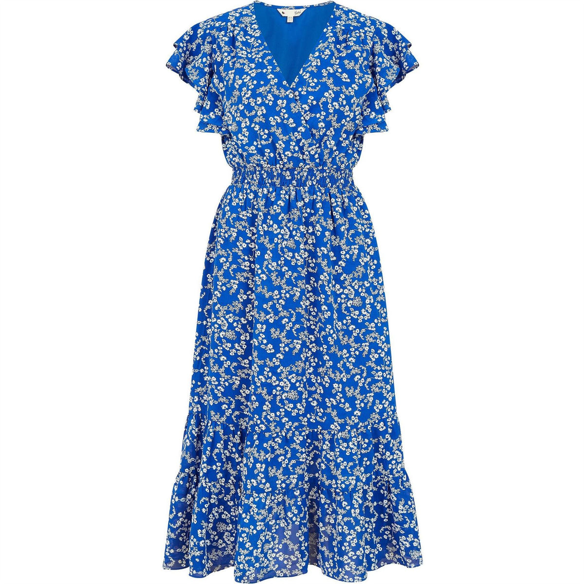 Yumi Ditsy Print Frill Detail Midi Dress