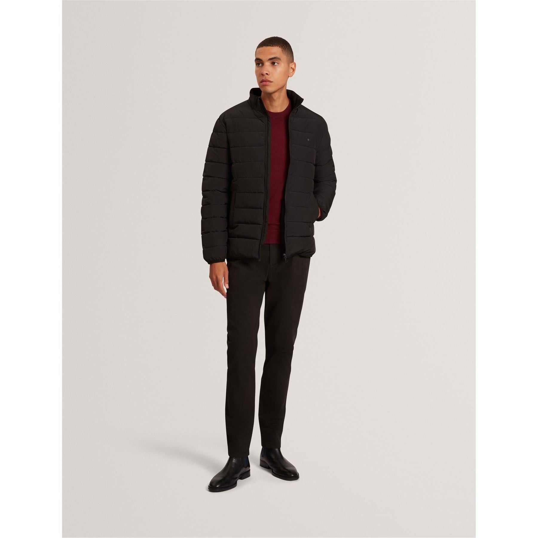 Ted Baker Horizontal Stripe Patterned Puffer Jacket with Zipped Pocket