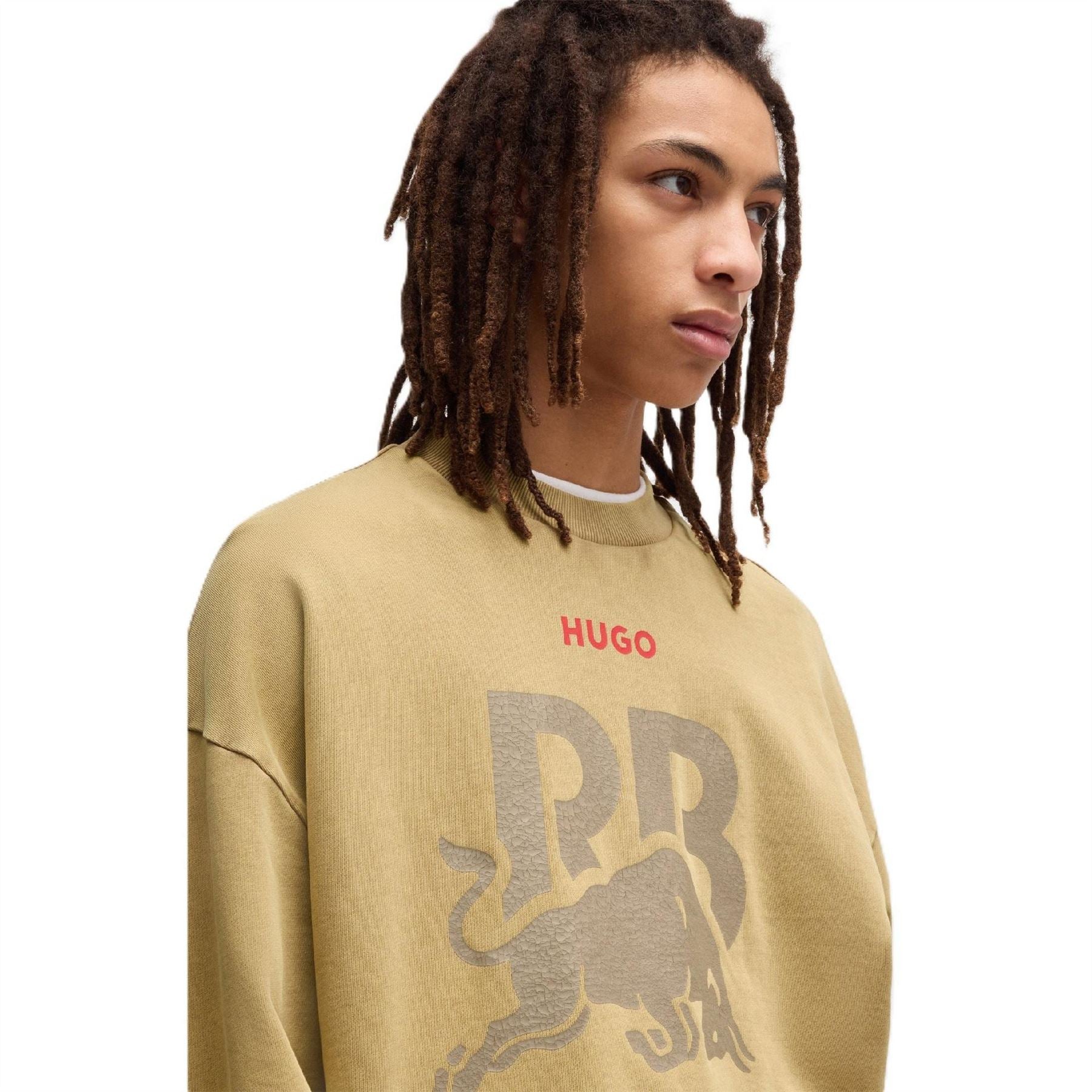 Hugo Graphic Crew Neck Ribbed Collar Long Sleeve Sweatshirt