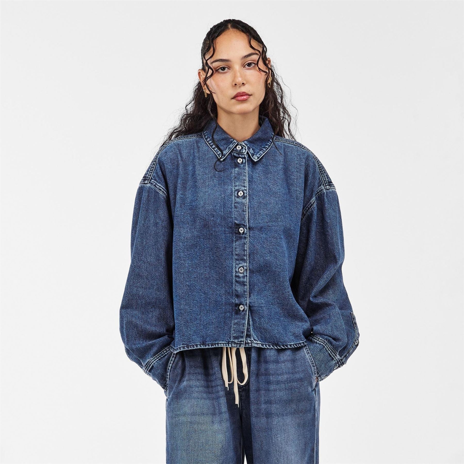 7 For All Mankind Nina Collared Neck Long Sleeve Shirt