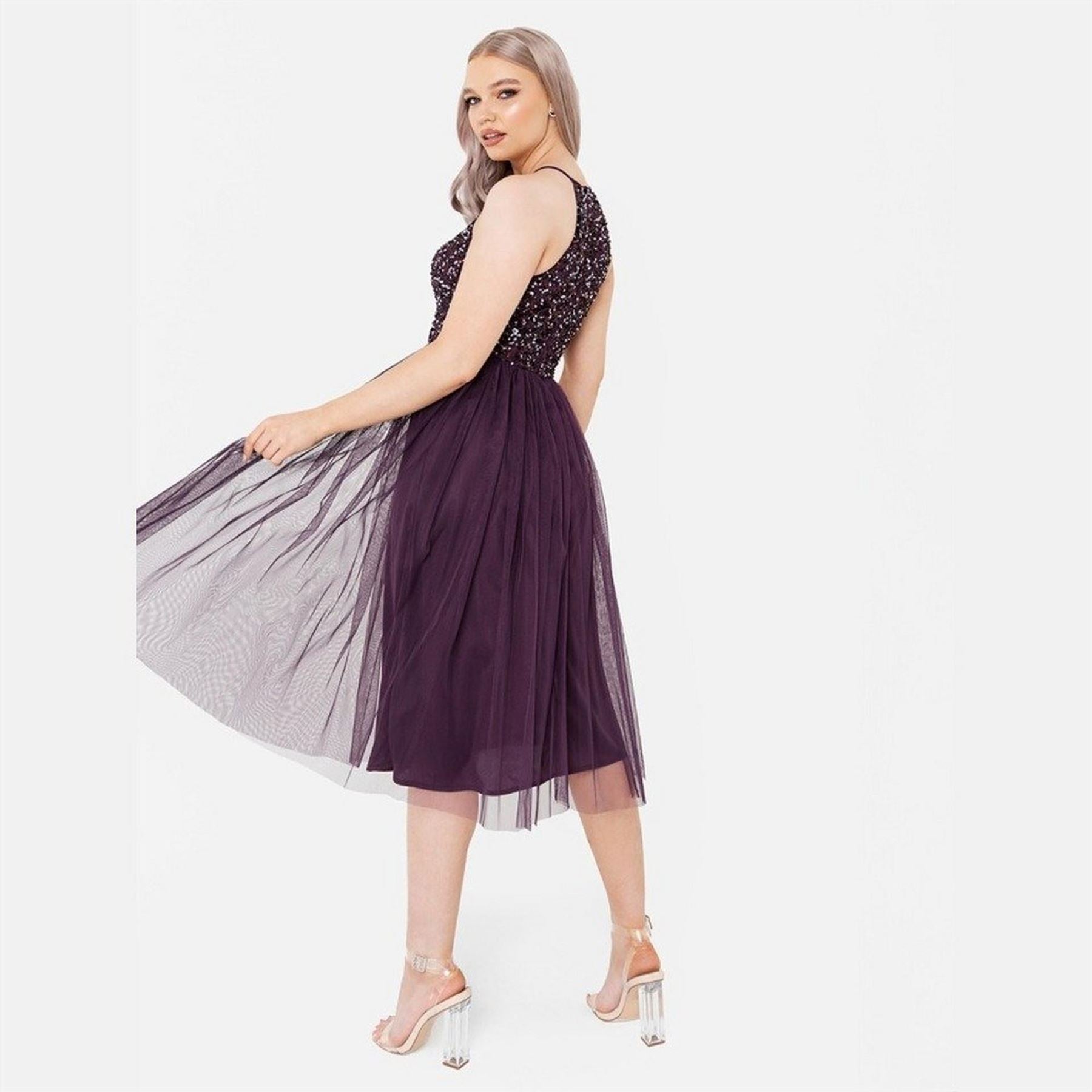 Maya Deluxe De Halter Neck Sleeveless Midi Babydoll Dress
