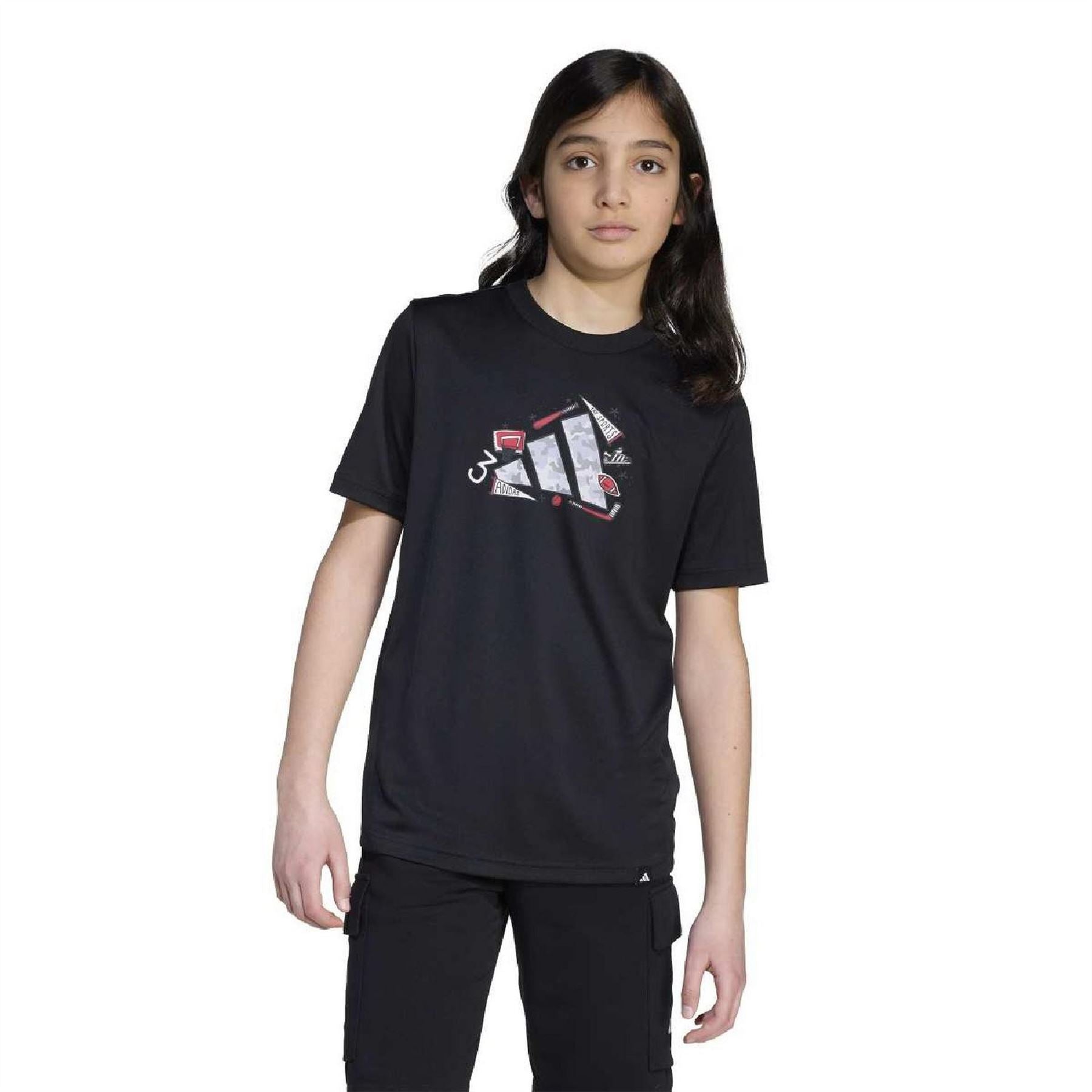 adidas Juniors Crew Neck Short Sleeve Graphic T-Shirt