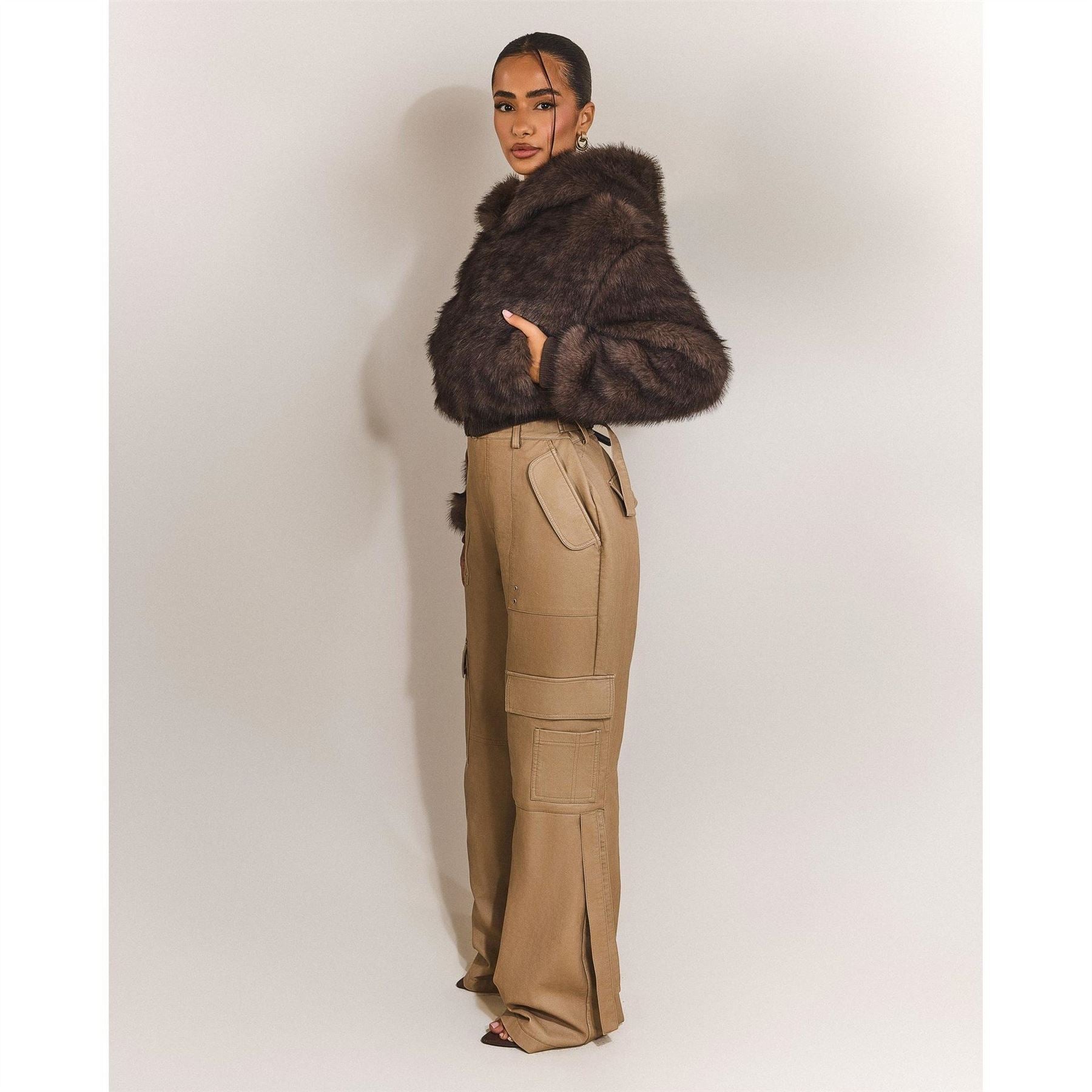 Mars The Label Monroe Solid Patterned Hooded Ribbed Cuff Bomber Jacket