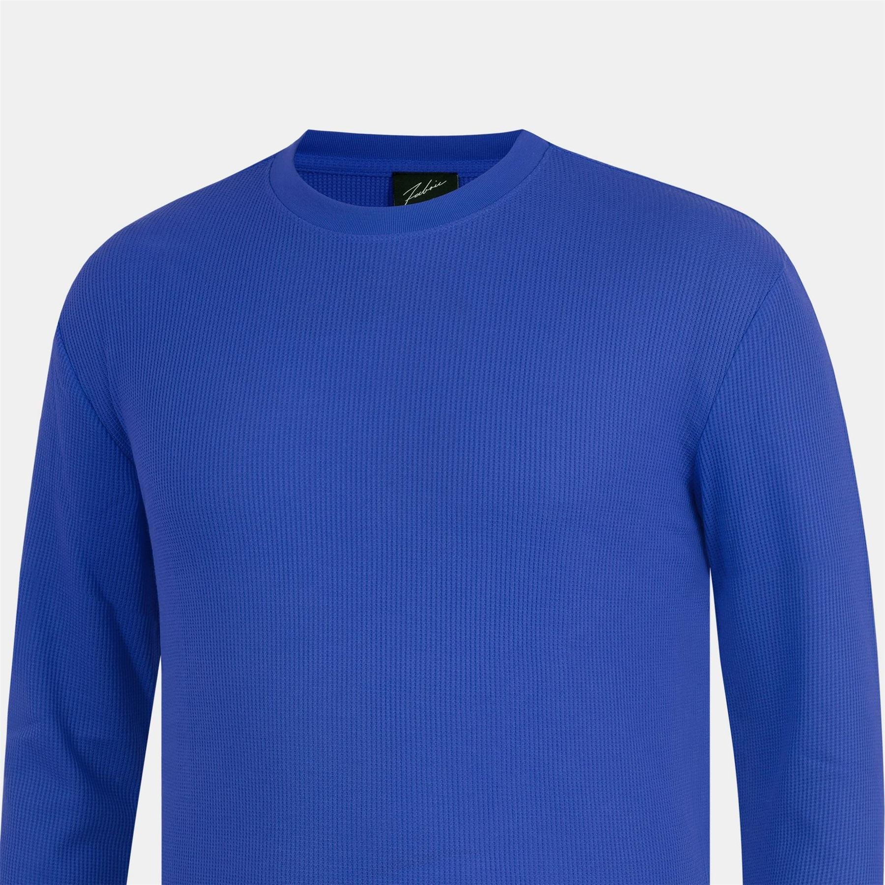 Fabric Crew Neck Long Sleeve Waffle T-Shirt