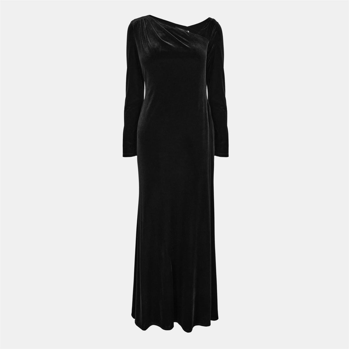 Lauren by Ralph Lauren Cateema Asymmetric Neck Long Sleeve Maxi Gown