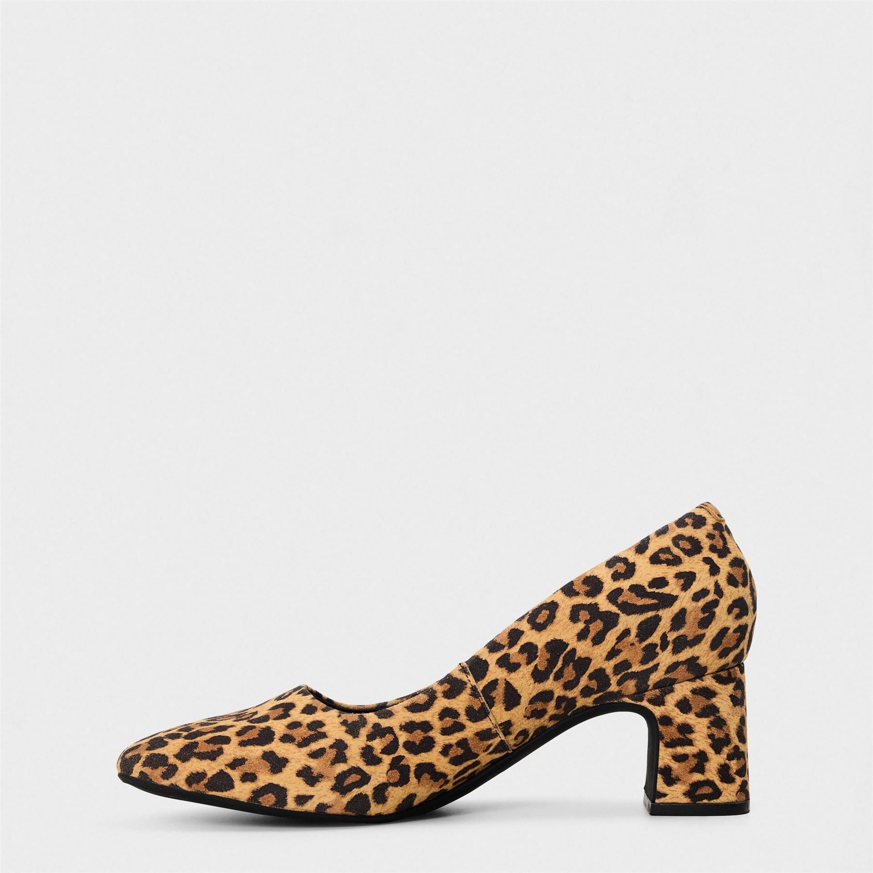 Clarks Fernie Court Leopard Patterned Block Heel Court Shoes