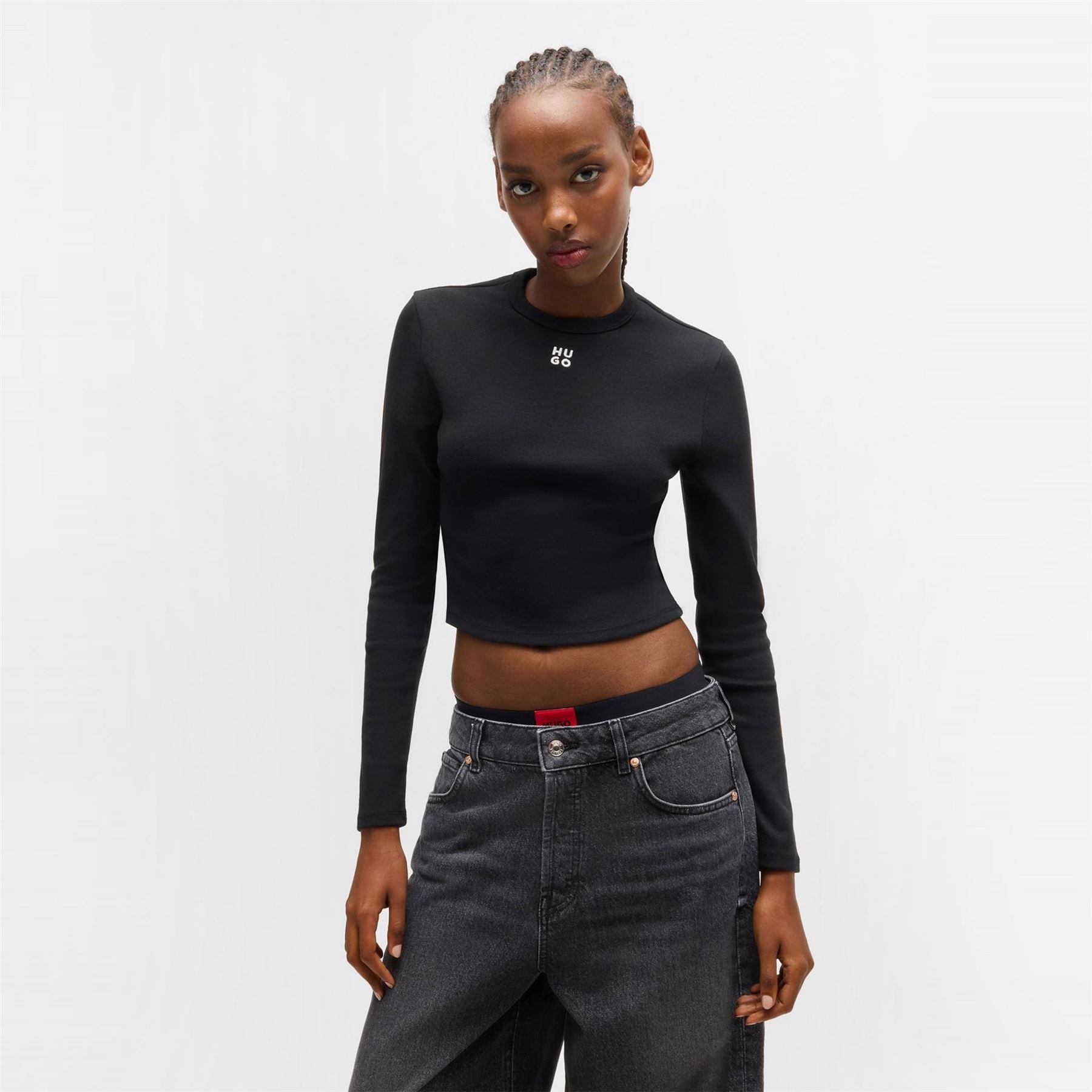Hugo Cropped Crew Neck Regular Fit T-Shirt