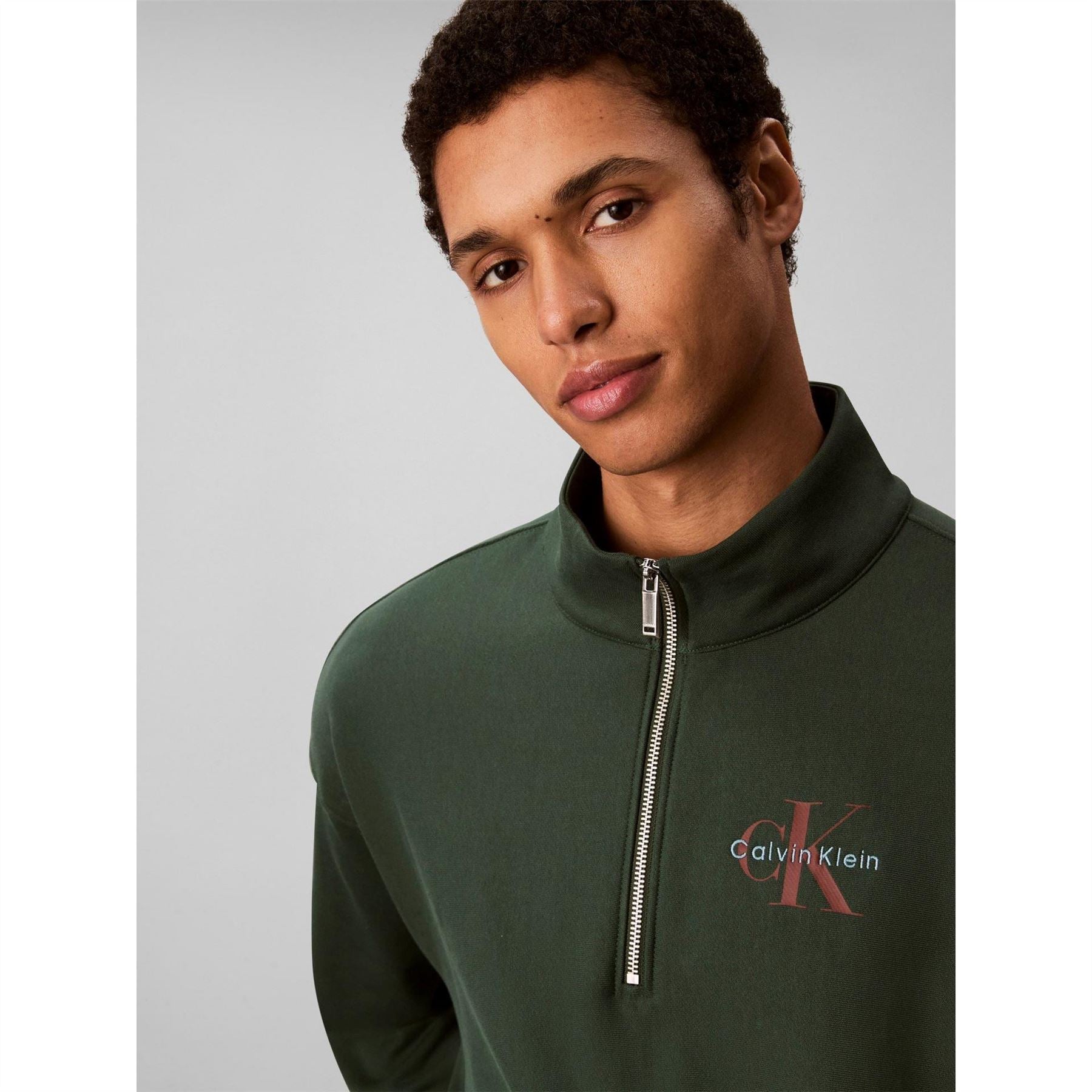 Calvin Klein Jeans Monogram Zip Neck Long Sleeve Sweatshirt