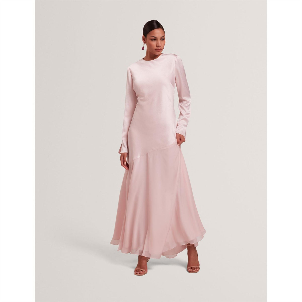 Ted Baker Crew Neck Long Sleeve Maxi Gown