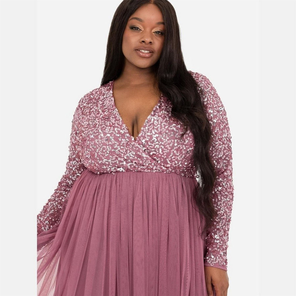 Maya Deluxe Faux Wrap Front Embellished Midi Dress