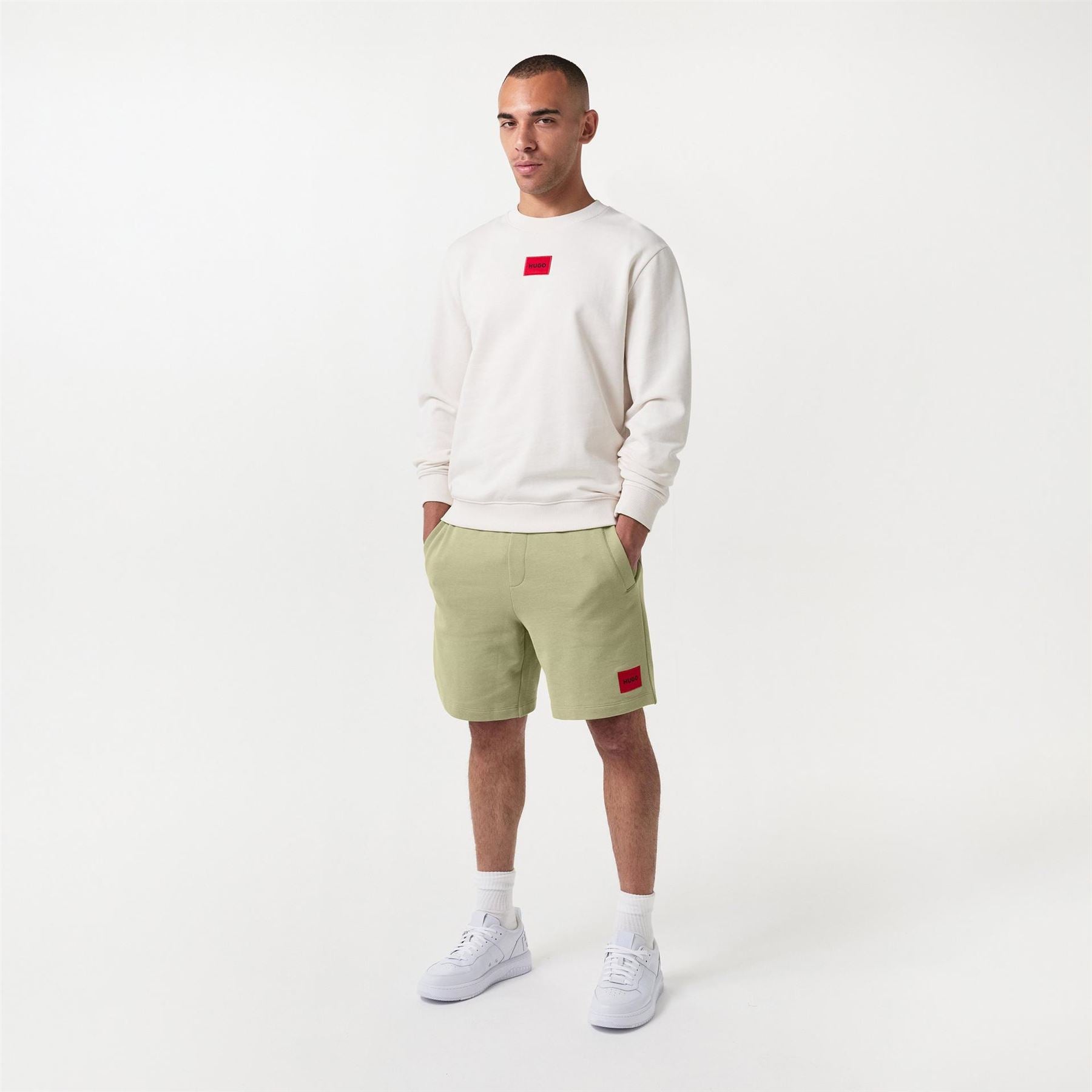 Hugo HUGO Jogger Fleece Shorts with Logo Detail   Soft Cotton Blend Jersey