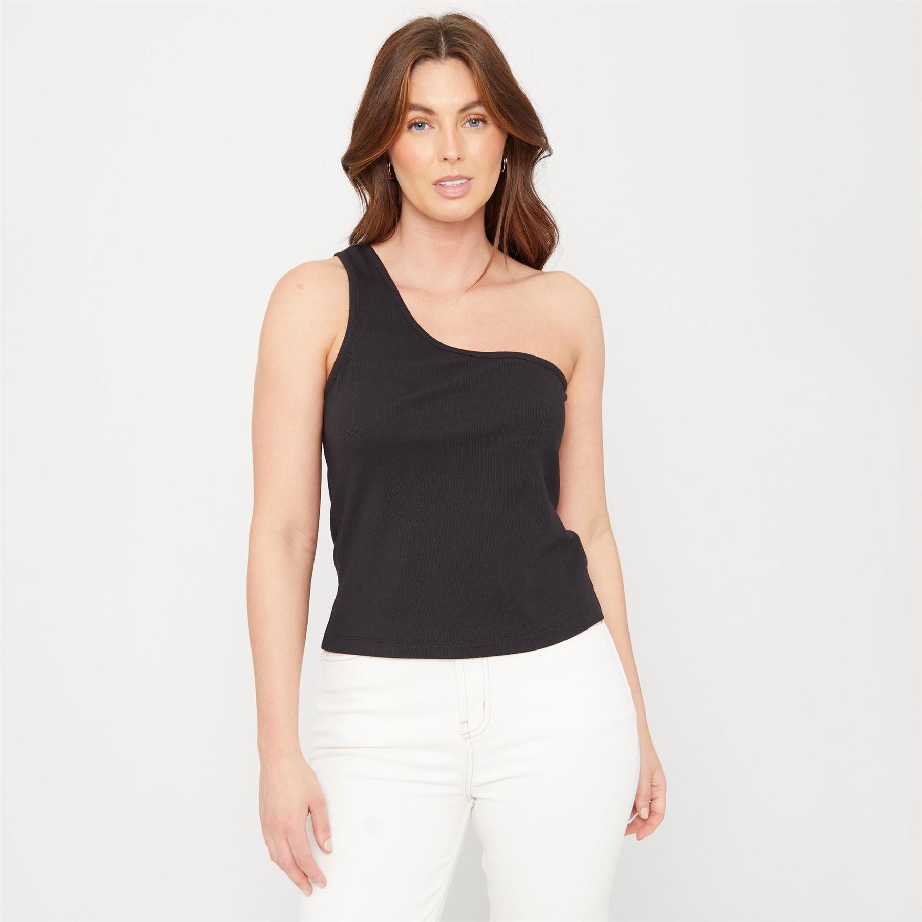 Be You One Shoulder Rib Tank Vest