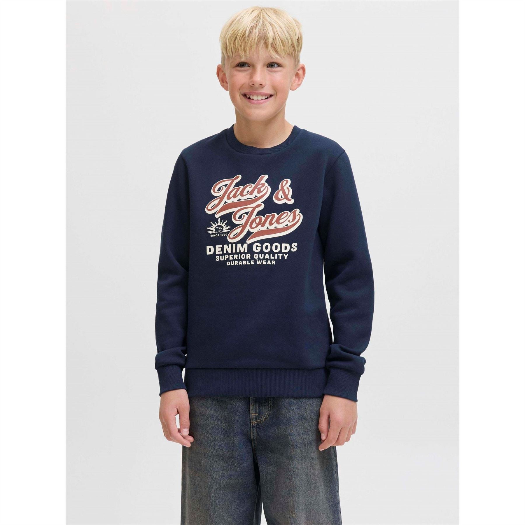 Jack and Jones Printed Logo Crew Neck Long Sleeve Sweater
