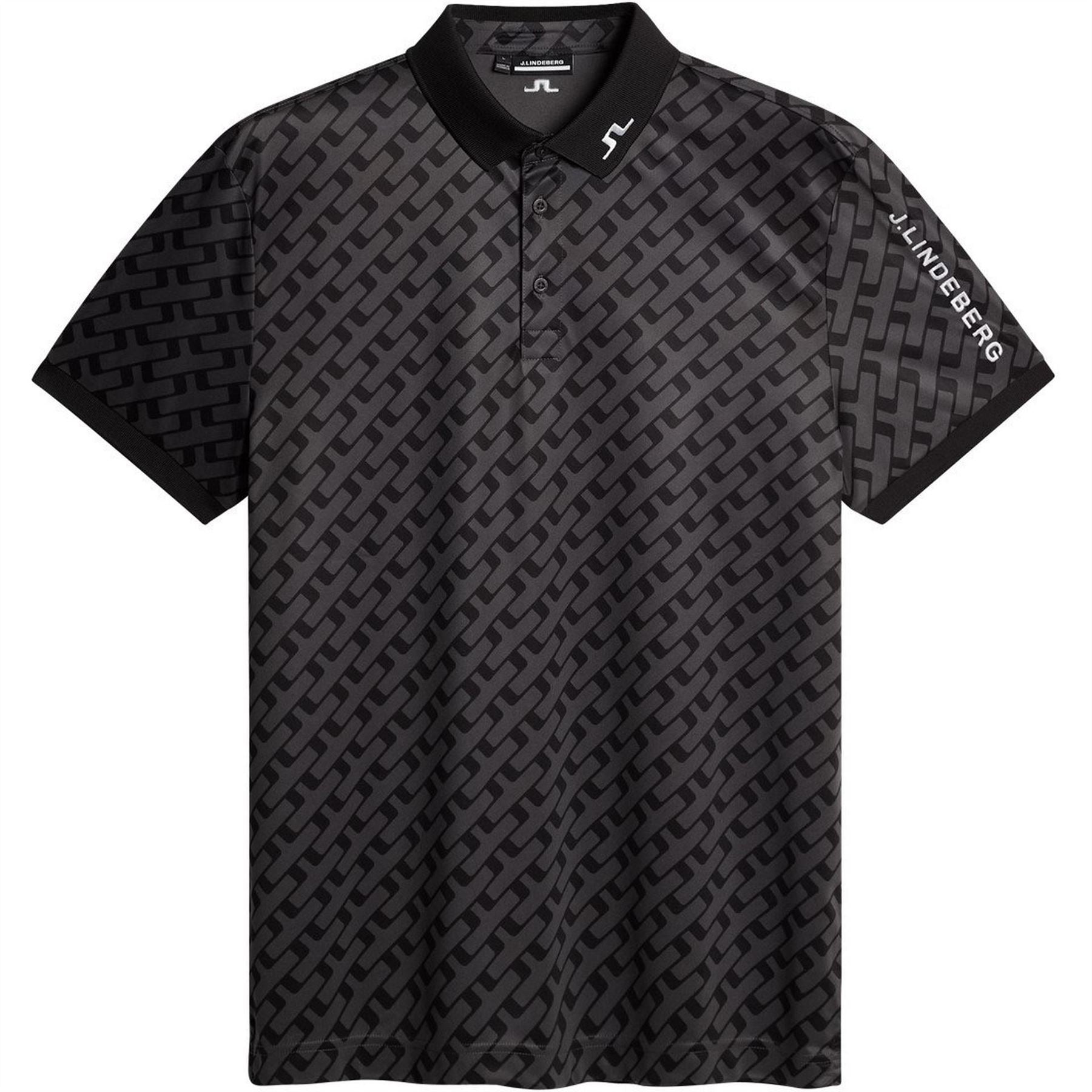 J Lindeberg Golf Tech Print Short Sleeve Performance Polo Shirt