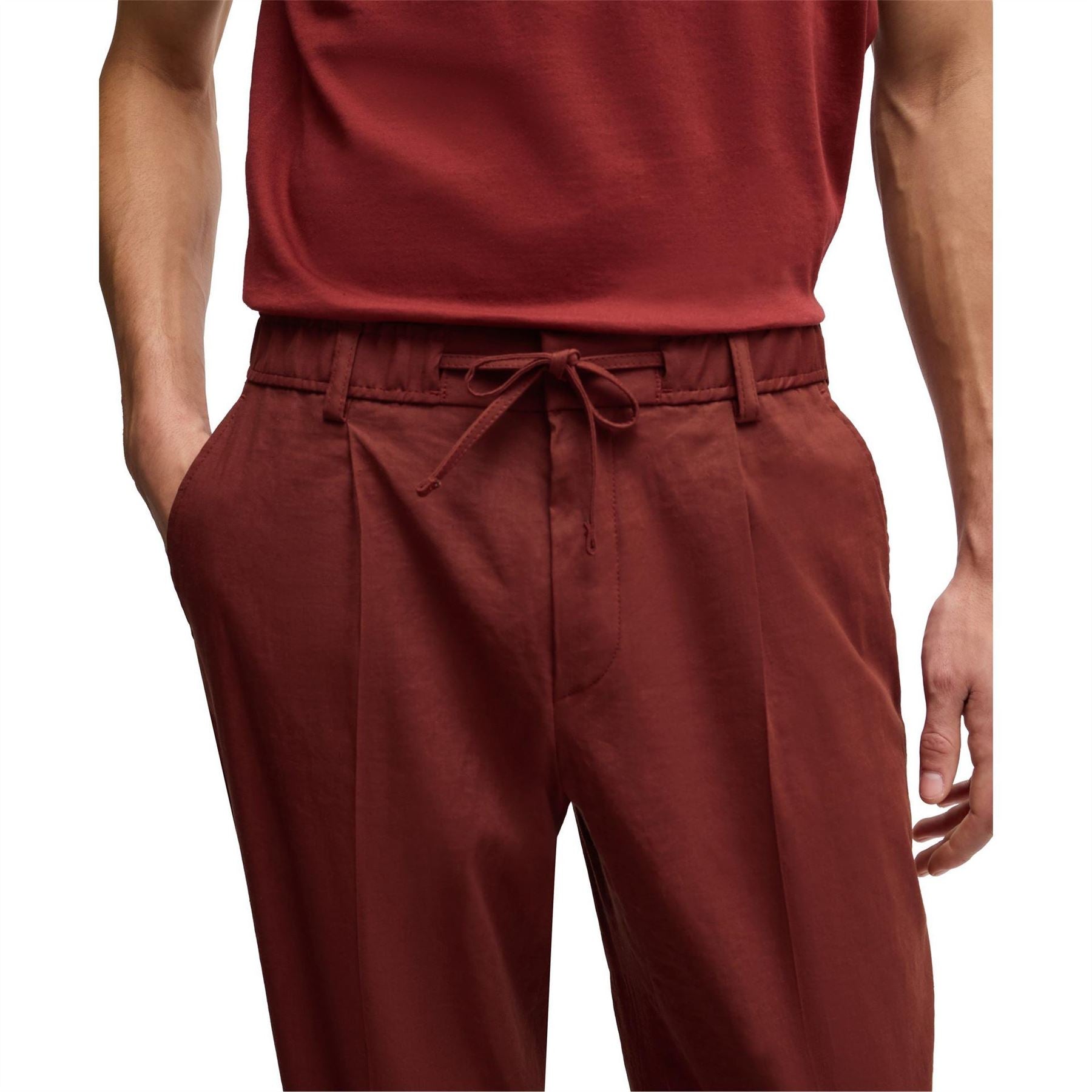 Boss Perin Solid Patterned Straight Trousers
