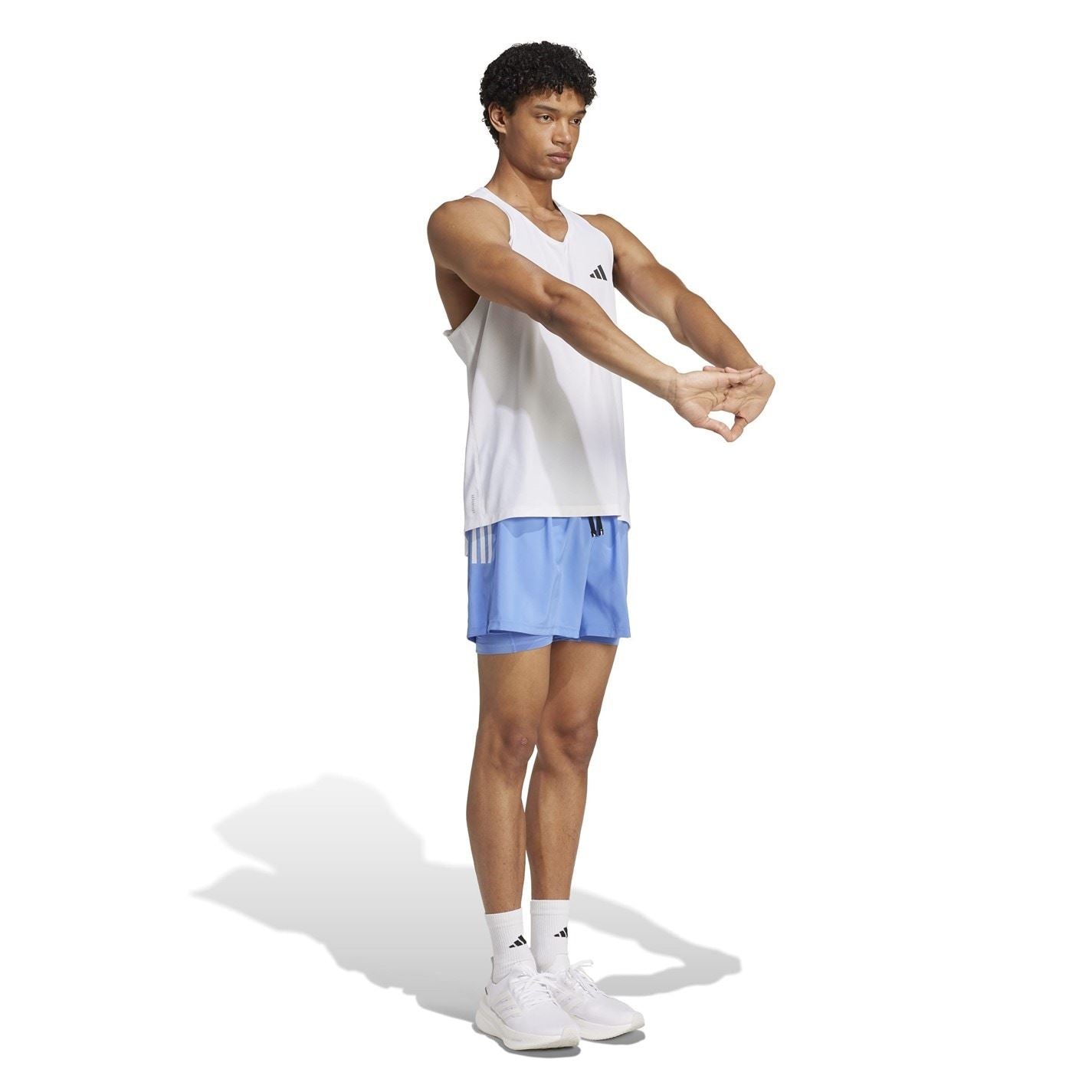adidas Mens Own The Run 3 Stripes 2 In 1 Shorts