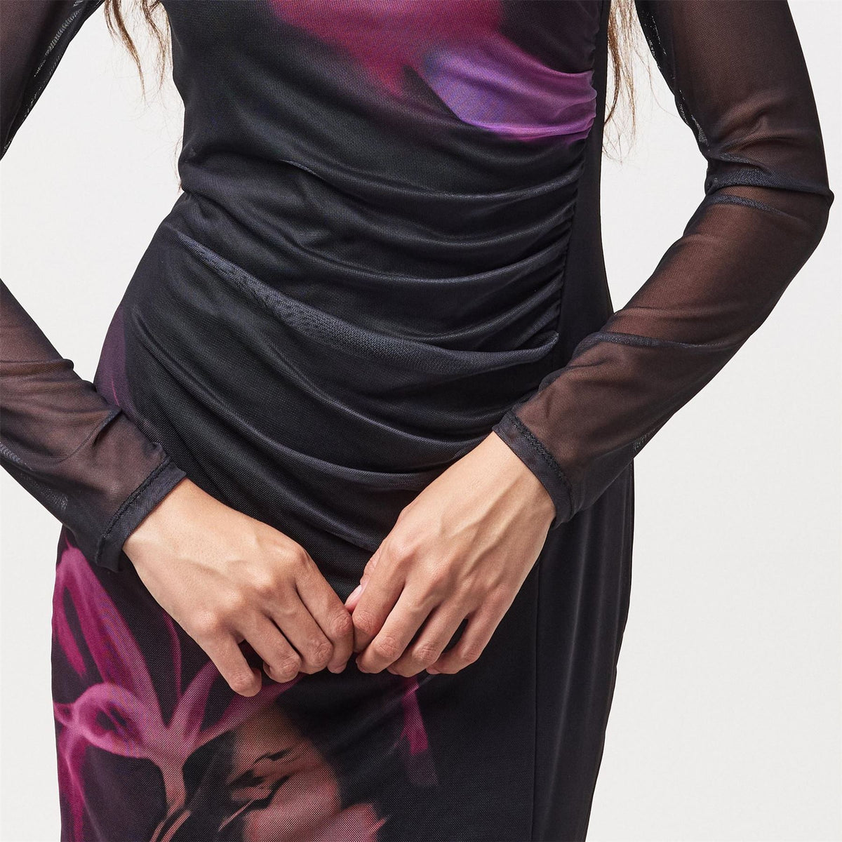 French Connection Floral Crew Neck Midi Slip Dress