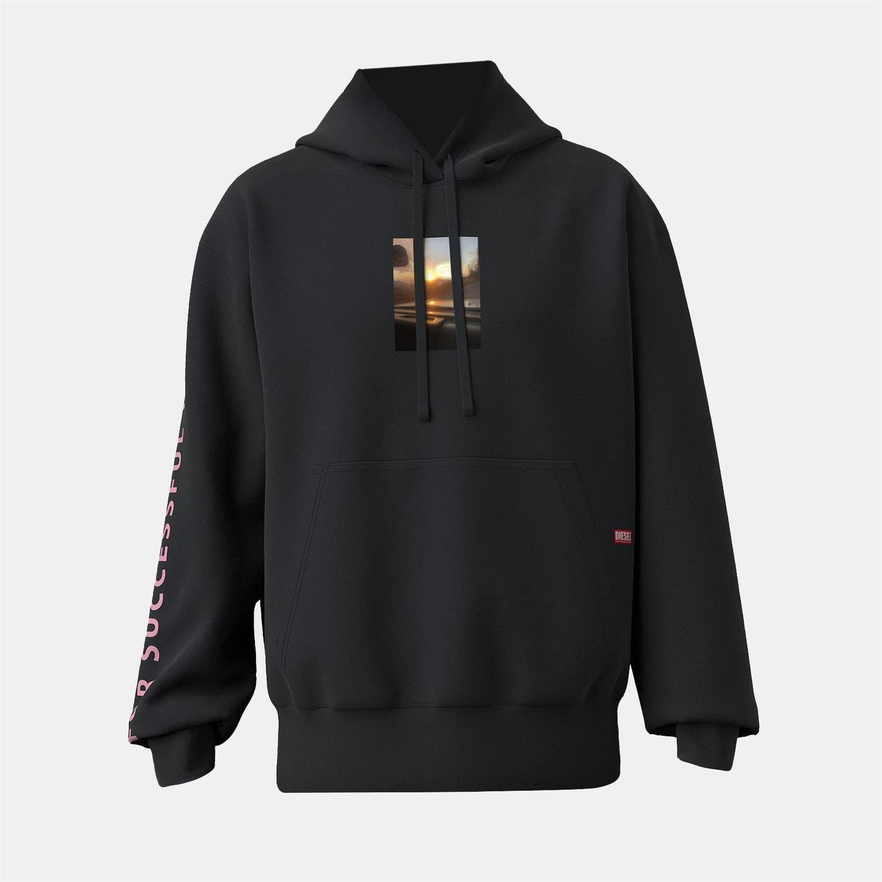 Diesel Cassette Photo Hooded Neck Long Sleeve Sweatshirt