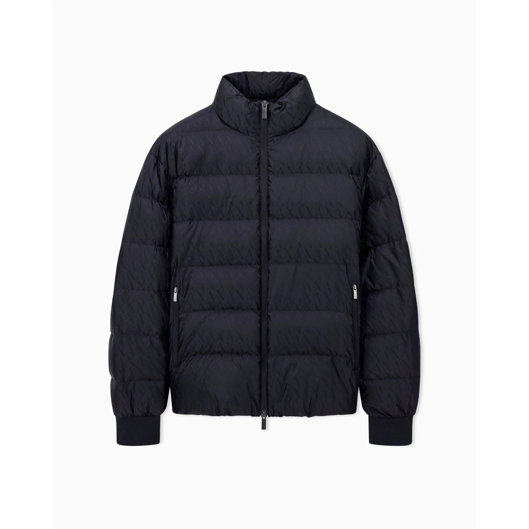 Armani Exchange Exchange Solid Patterned Ribbed Cuff Down Jacket