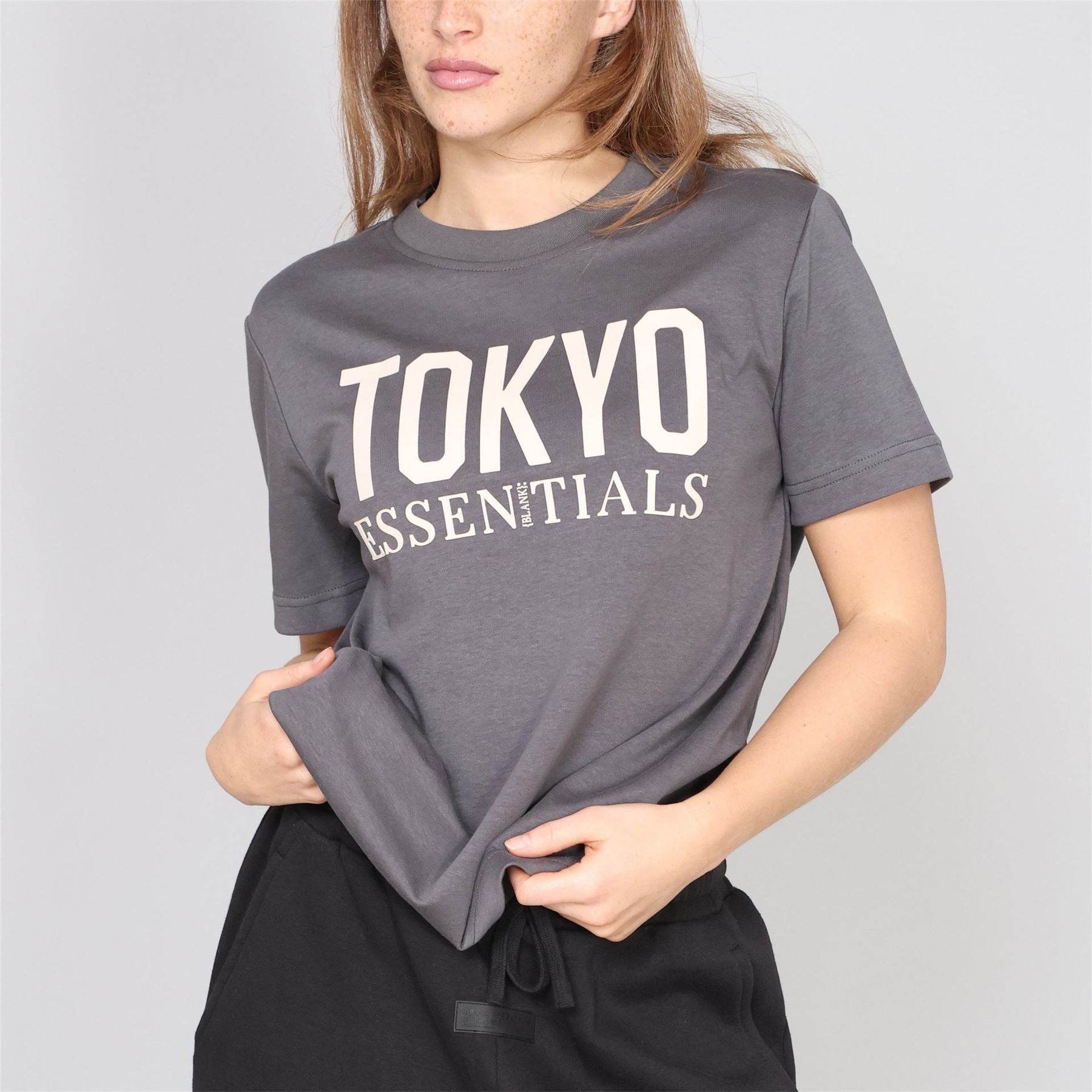 Blank Essentials Tokyo Lettering Crew Neck Short Sleeve Boyfriend T-Shirt