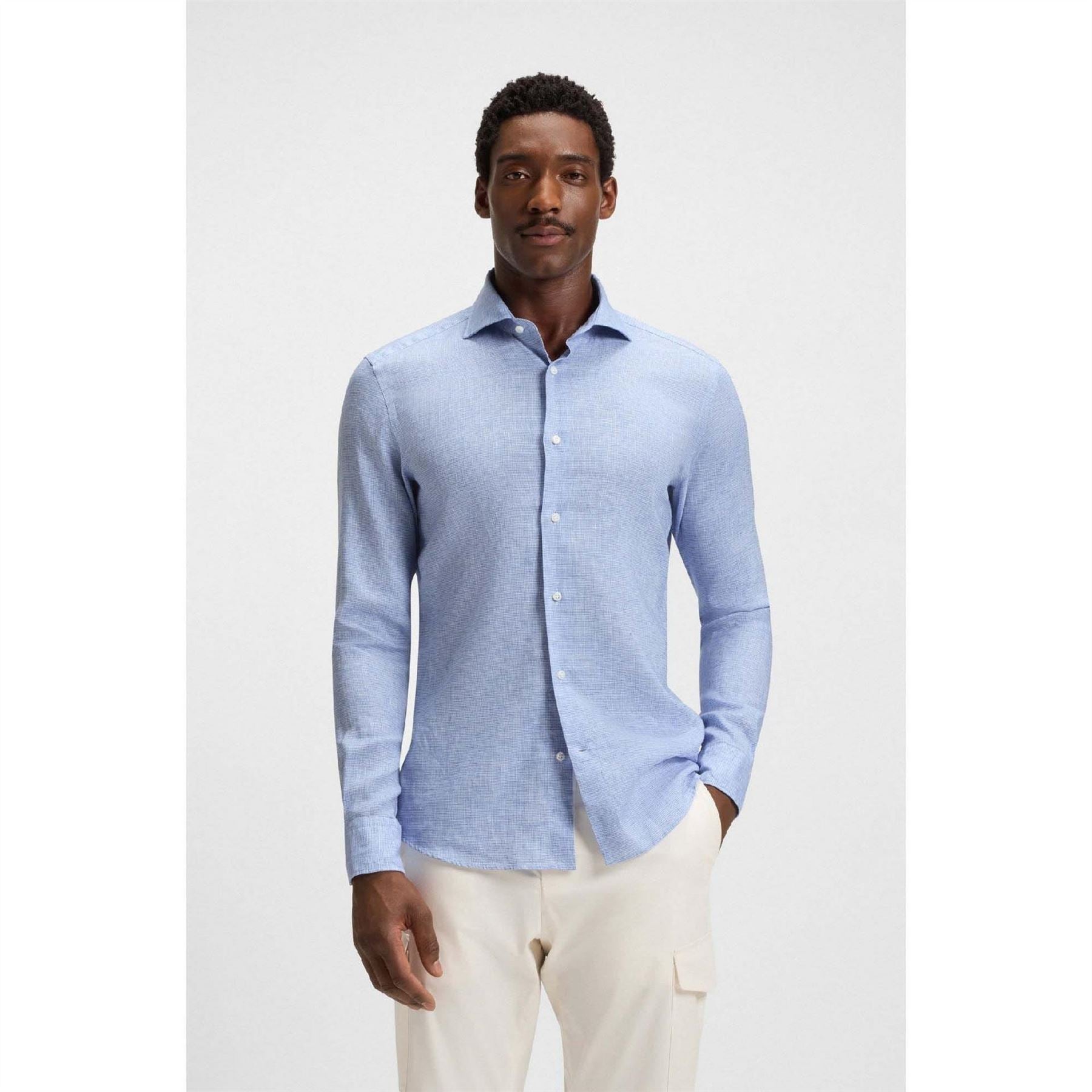 Boss Hays Slim Fit Linen Shirt