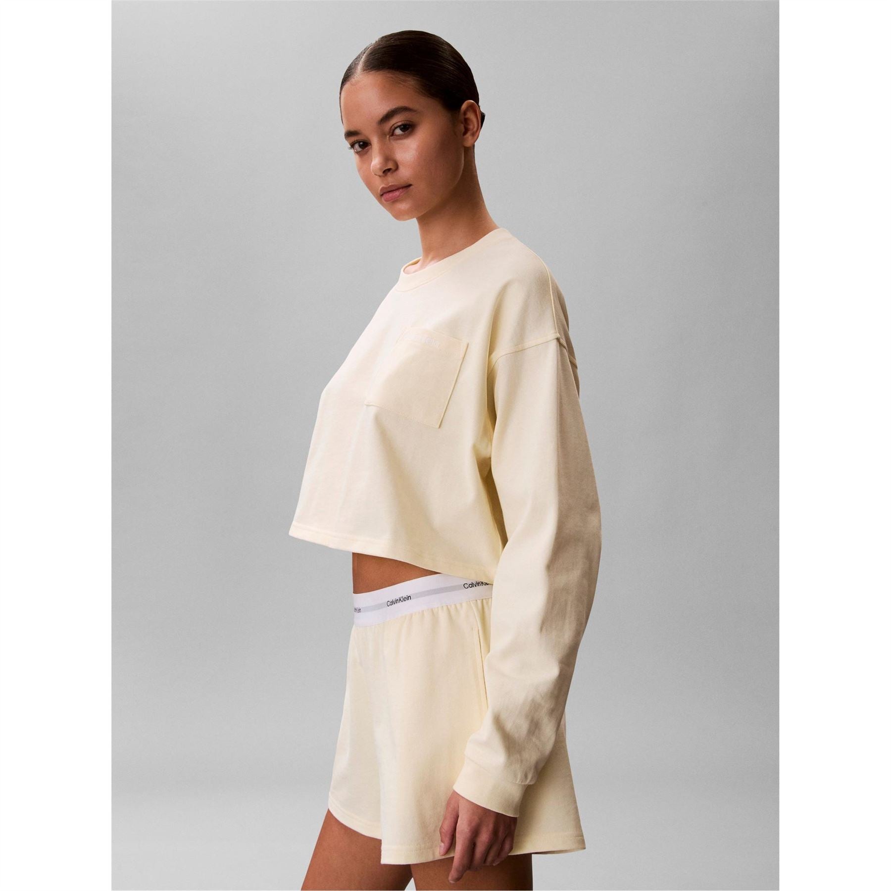 Calvin Klein Long Sleeve Cropped Crop Top