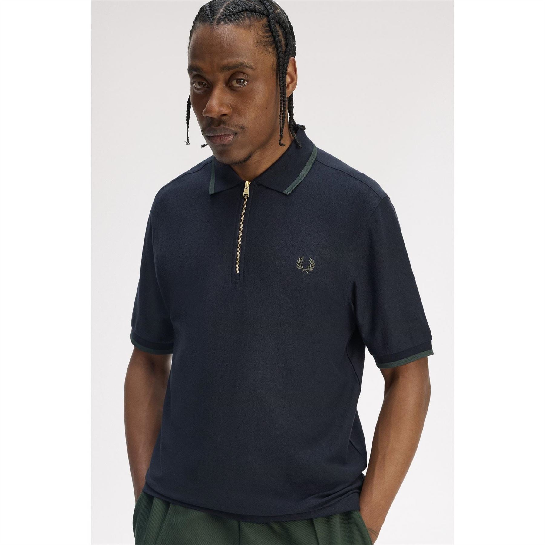Fred Perry Crepe Zipped Short Sleeve Polo Shirt