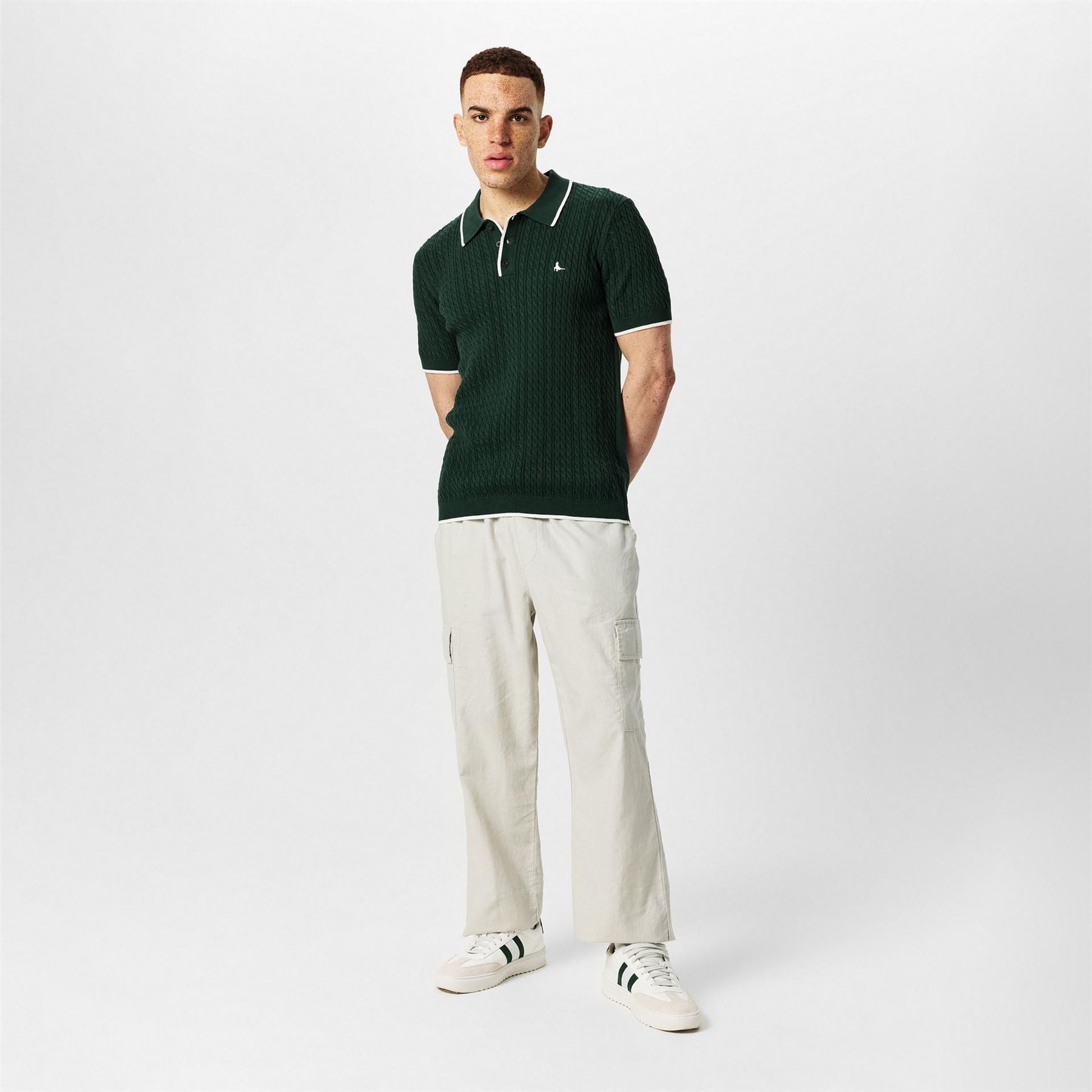 Jack Wills Jw Braid Knitted Short Sleeve Polo Shirt