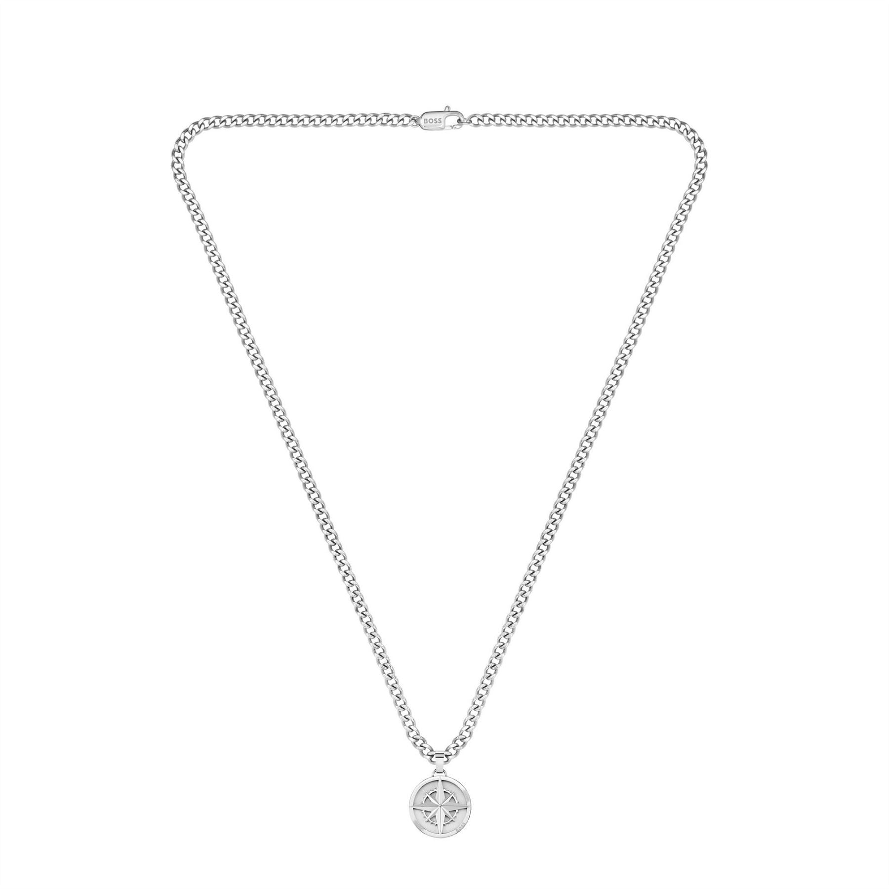 Boss North Stainless Steel Compass Necklace