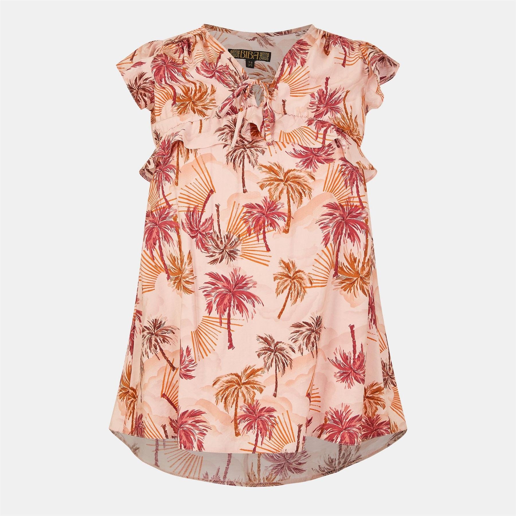 Biba Relaxed Fit Ruffle Sleeve Tie Neck Blouse