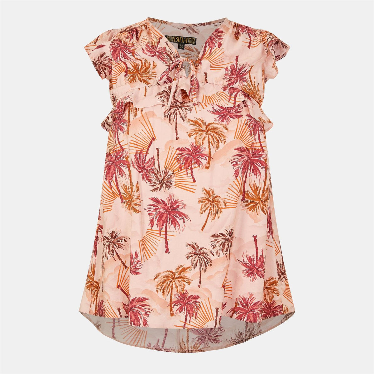 Biba Relaxed Fit Ruffle Sleeve Tie Neck Blouse