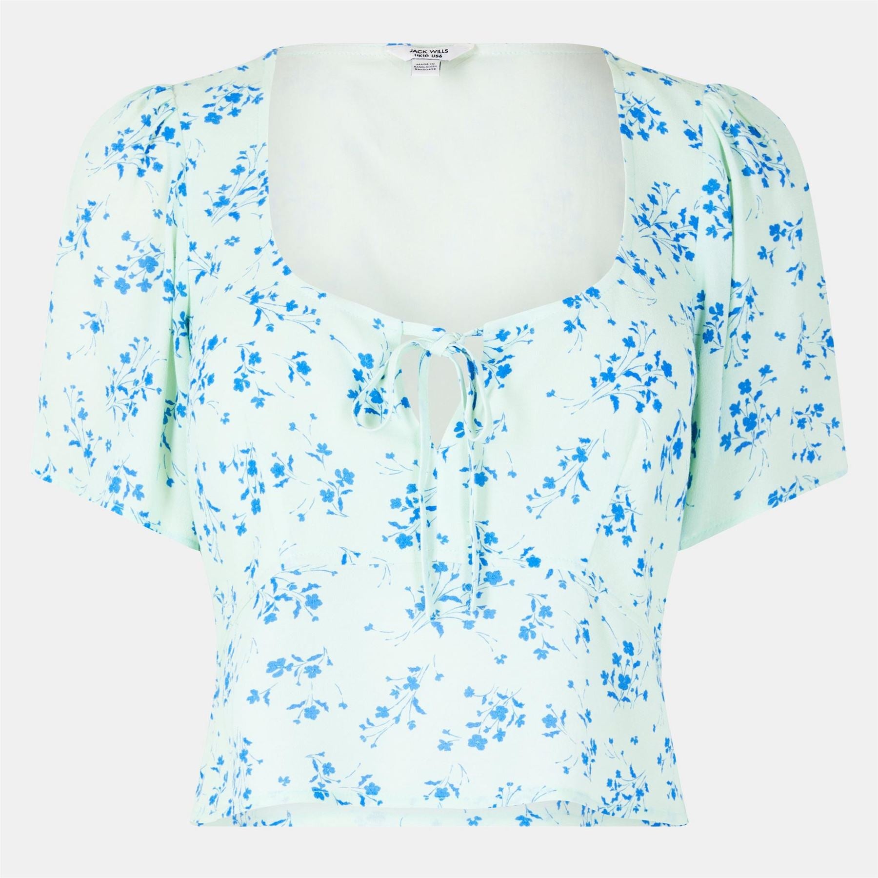 Jack Wills Keyhole Neck Regular Fit Short Sleeve Blouse