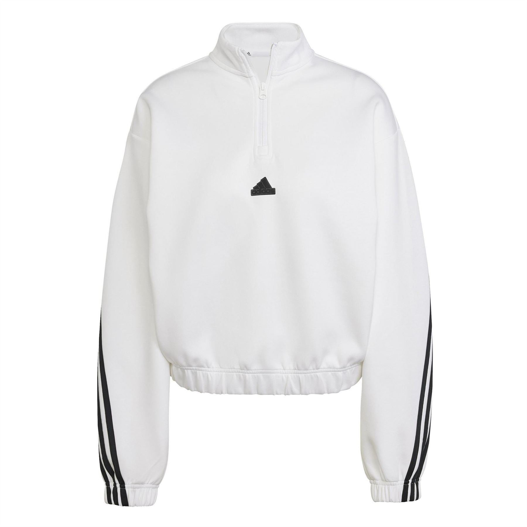 adidas Womens Future Icons 3 Stripes Quarter Zip Tracksuit Top