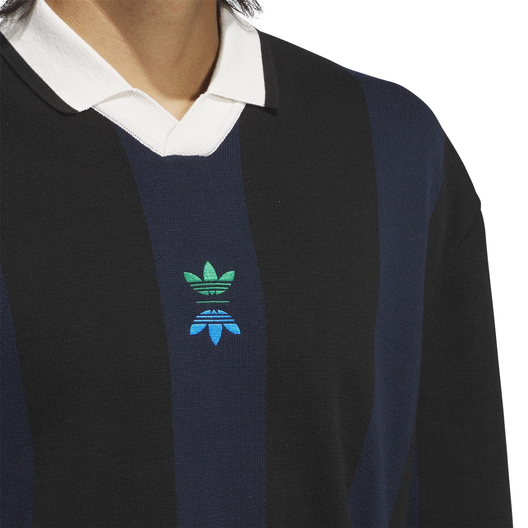 adidas Embroidered V-Neck Long Sleeve Sweater