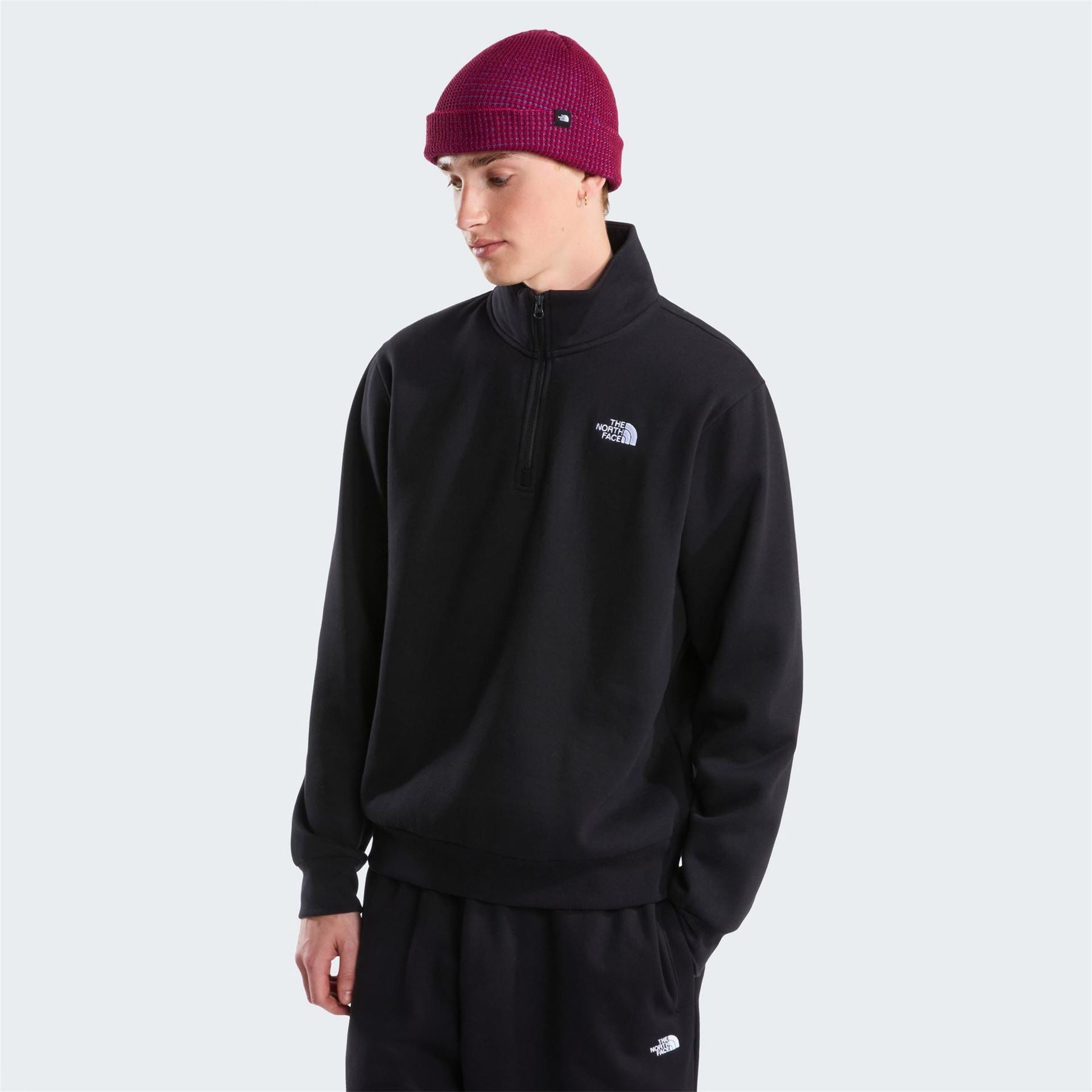 The North Face Relaxed Fit Zip Neck High Collar Long Sleeve Sweatshirt