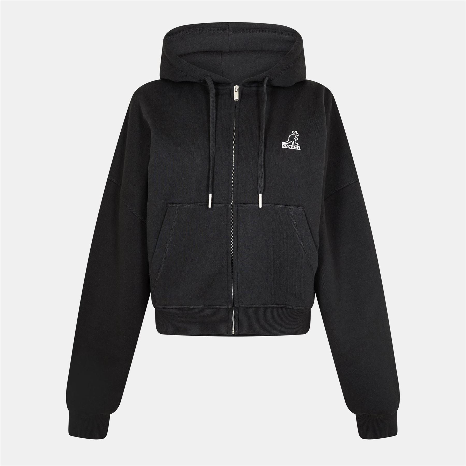 Kangol Solid Patterned Hooded Ribbed Cuff Sweat Jacket