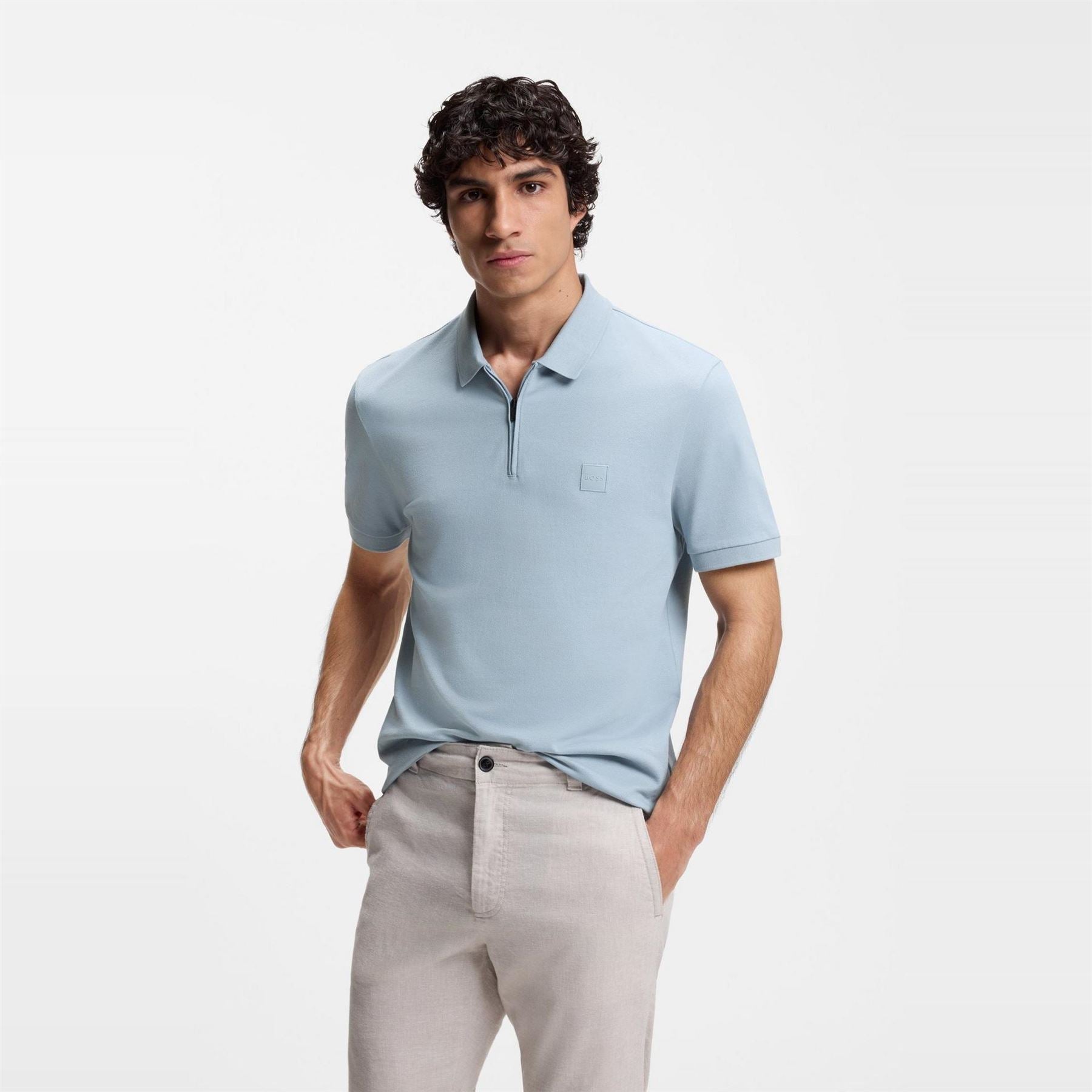 Boss Orange Short Sleeve Quarter Zip Polo Top