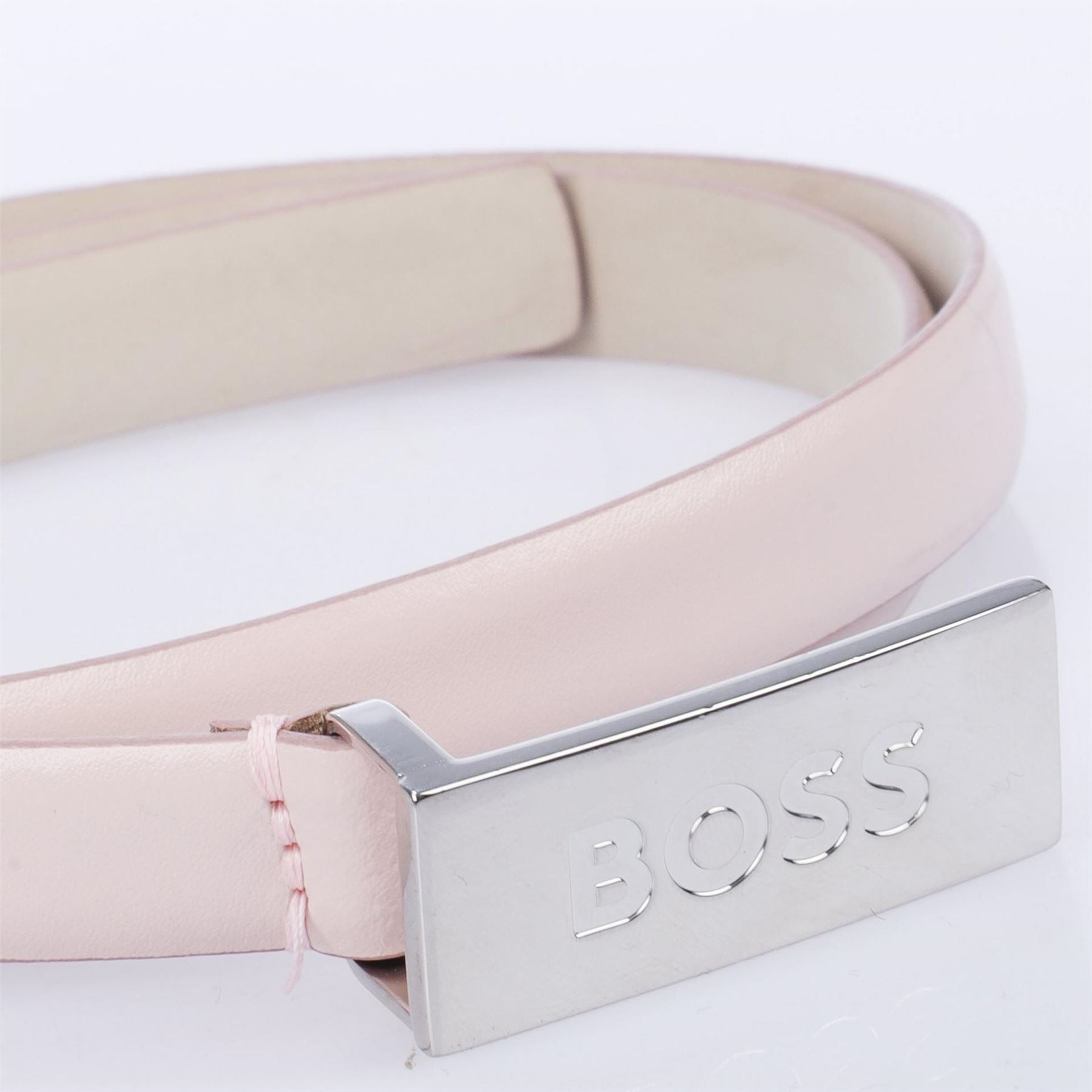 Boss Brass Plaque Logo Leather Belt