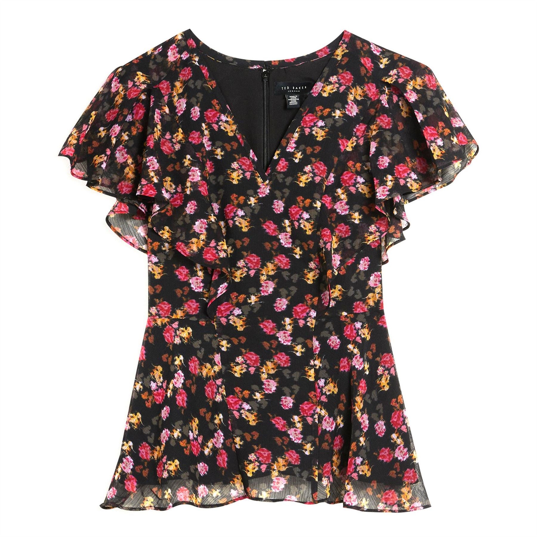 Ted Baker Turtleneck Short Sleeve Relaxed Fit Blouse