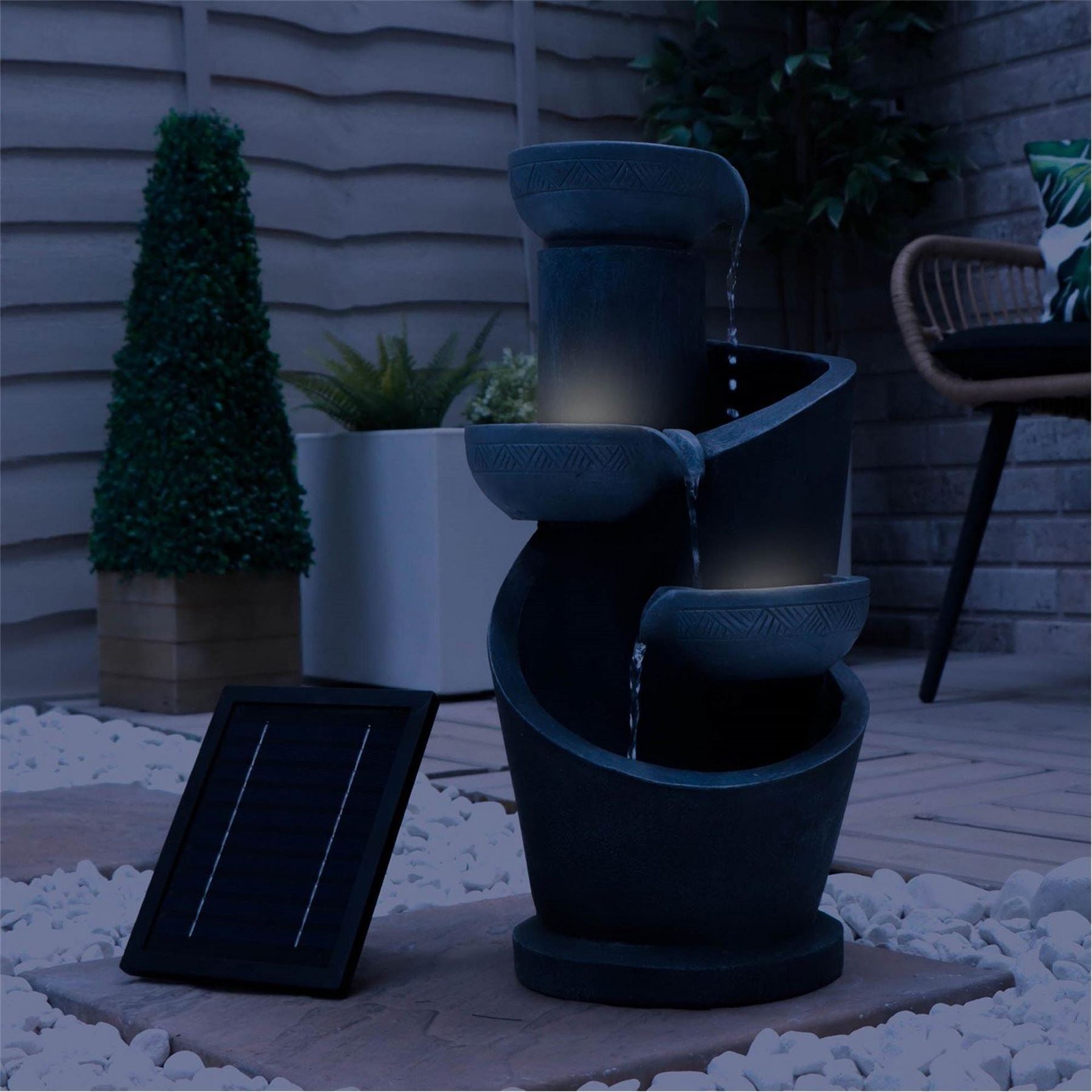 Streetwize Water Feature With Battery Backup   Tiered Slate Effect Cascade