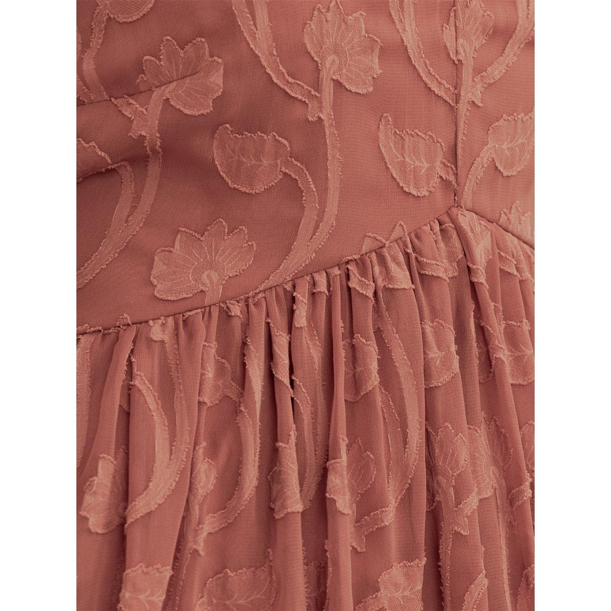 Lovedrobe Terracotta Floral Burnout Maxi Sleeve Mini Dress