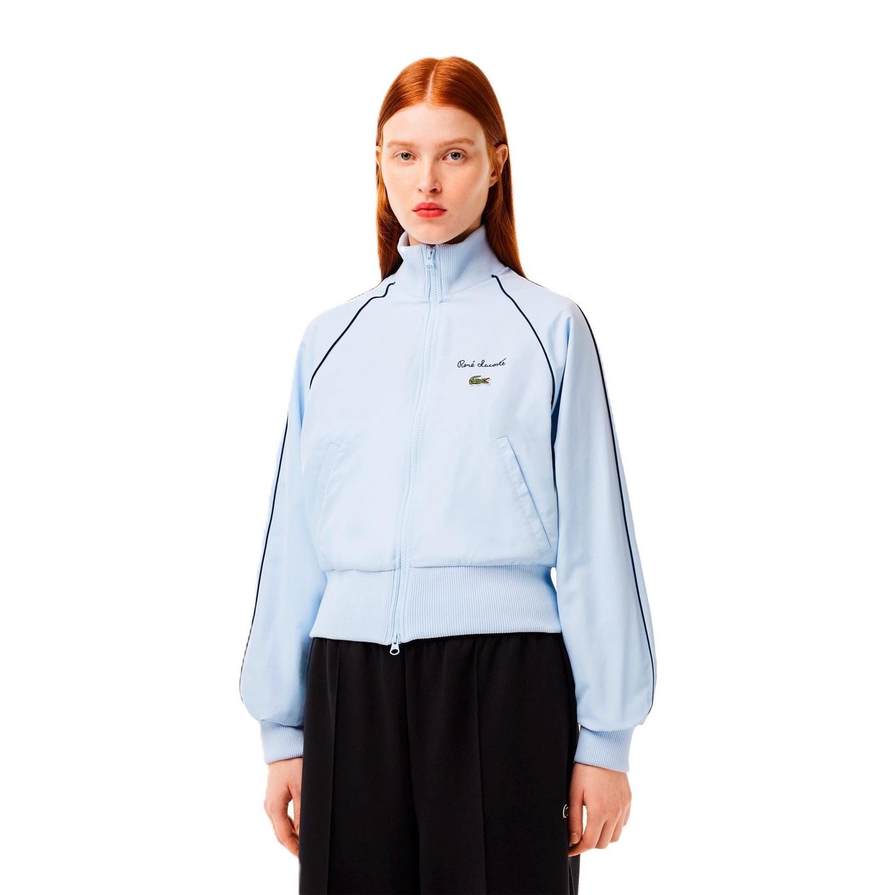 Lacoste Cropped Diamond Taffeta Long Sleeve Rain Anorak