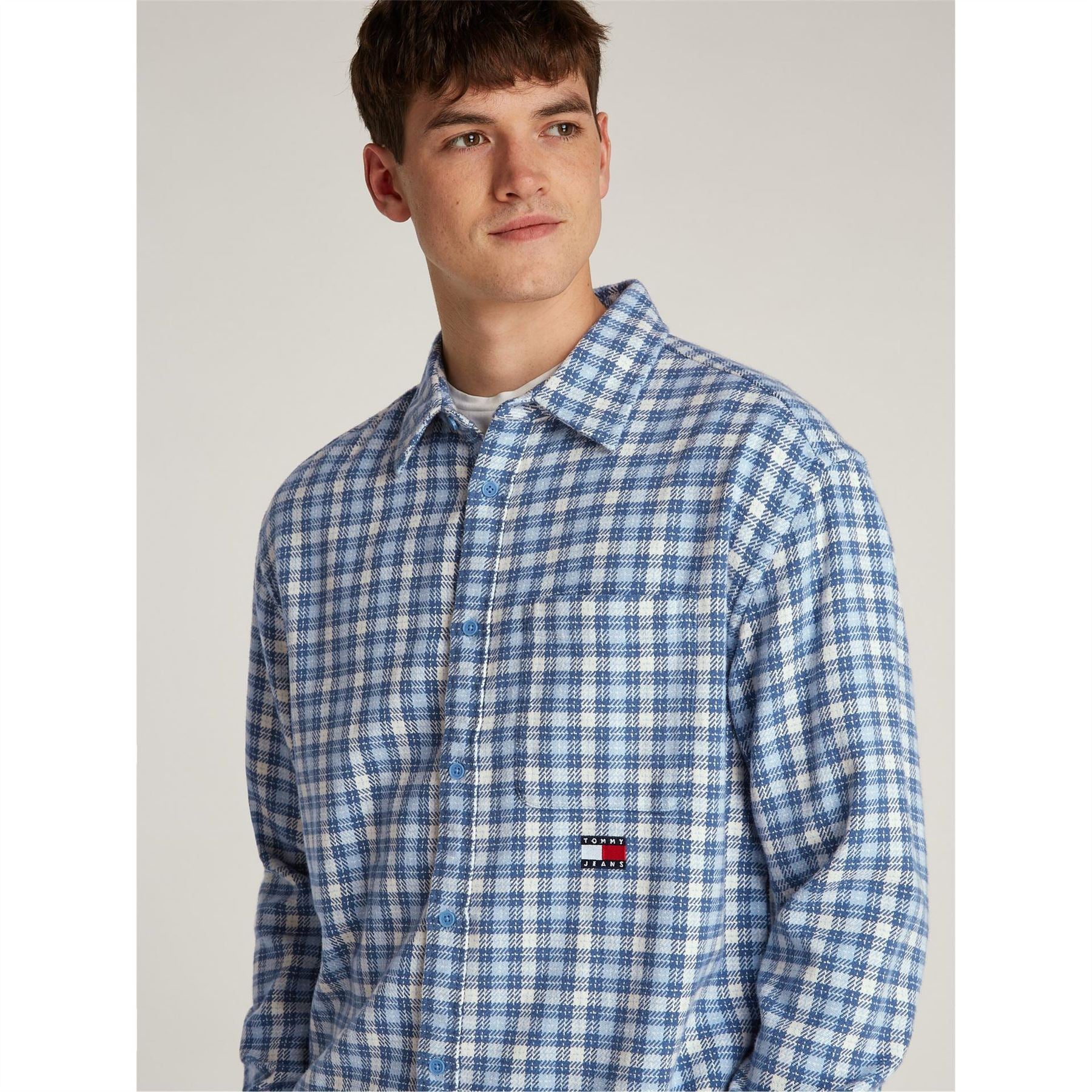 Tommy Jeans Badge Flannel Long Sleeve Patterned Shirt
