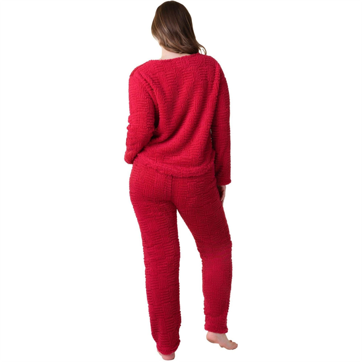 Camille Supersoft Textured Fleece Pyjamas With A Woven Pattern  And  Rope Detailing