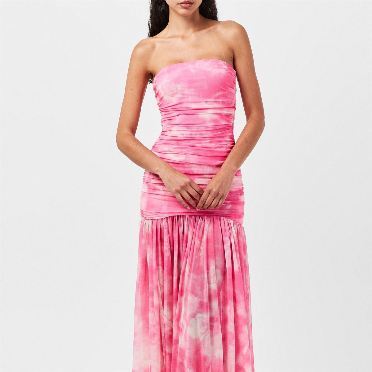 Bardot Solana Strapless Tie Dye Ruched Maxi Dress