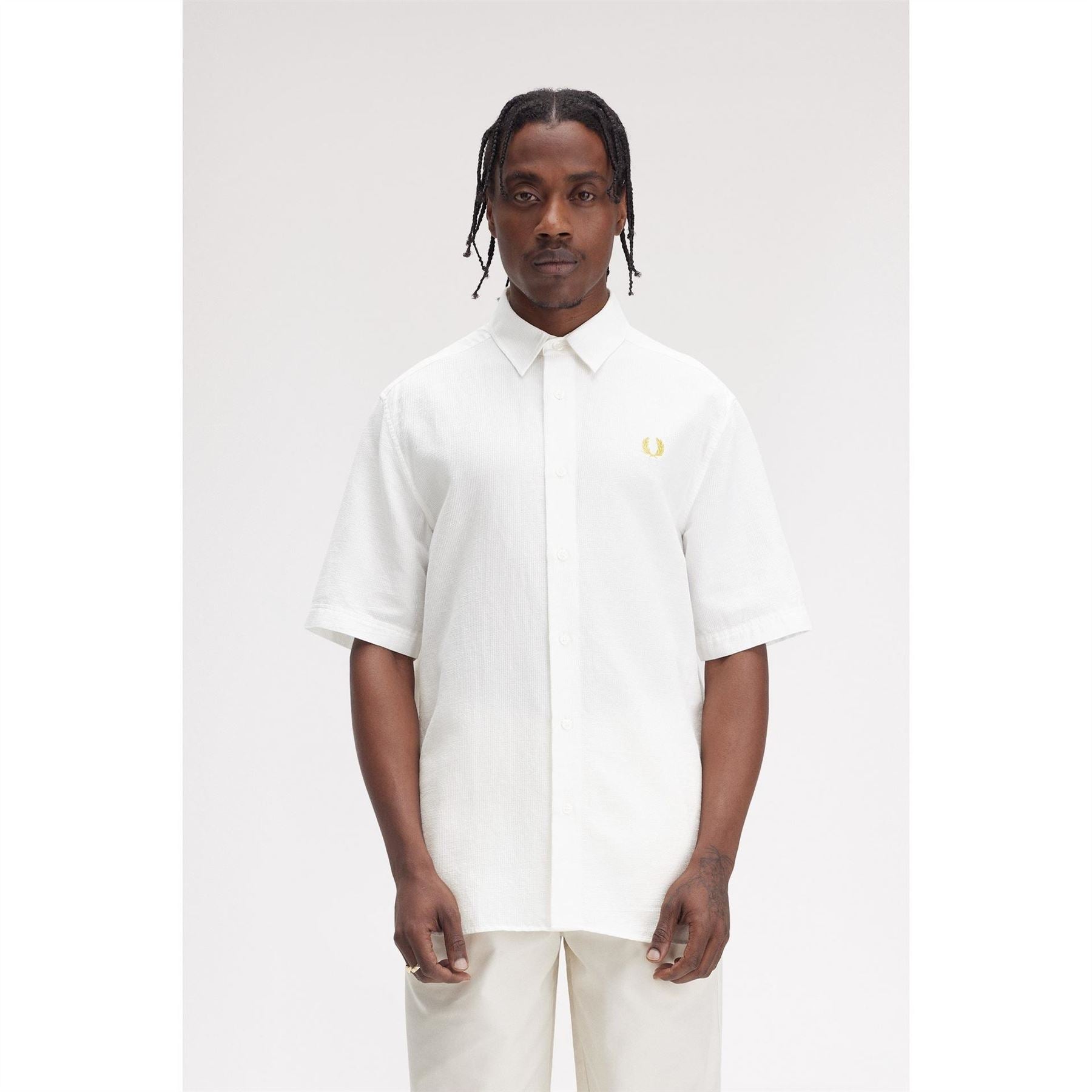 Fred Perry Seersucker Short Sleeve Patterned Shirt