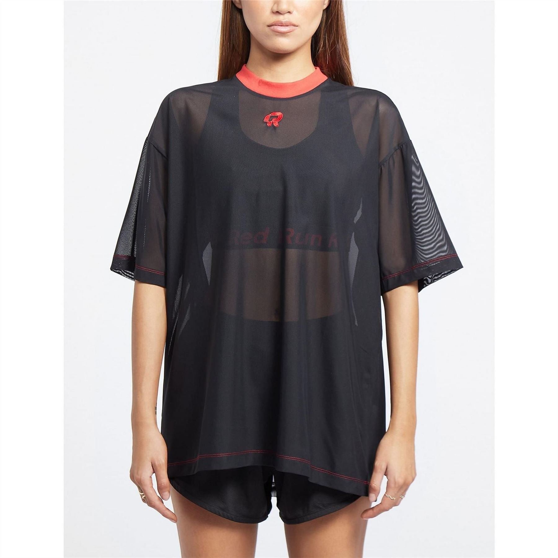 Red Run Oversized Net T-Shirt
