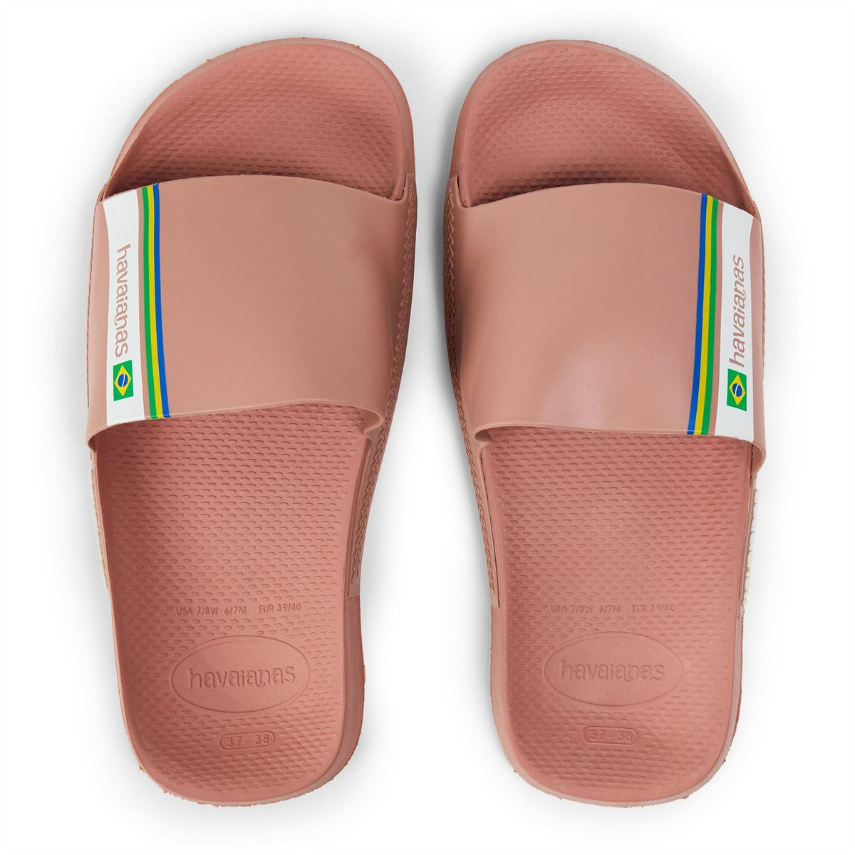 Havaianas Womens Slide Brasil Crocus Rose 37 38 Flip Flops